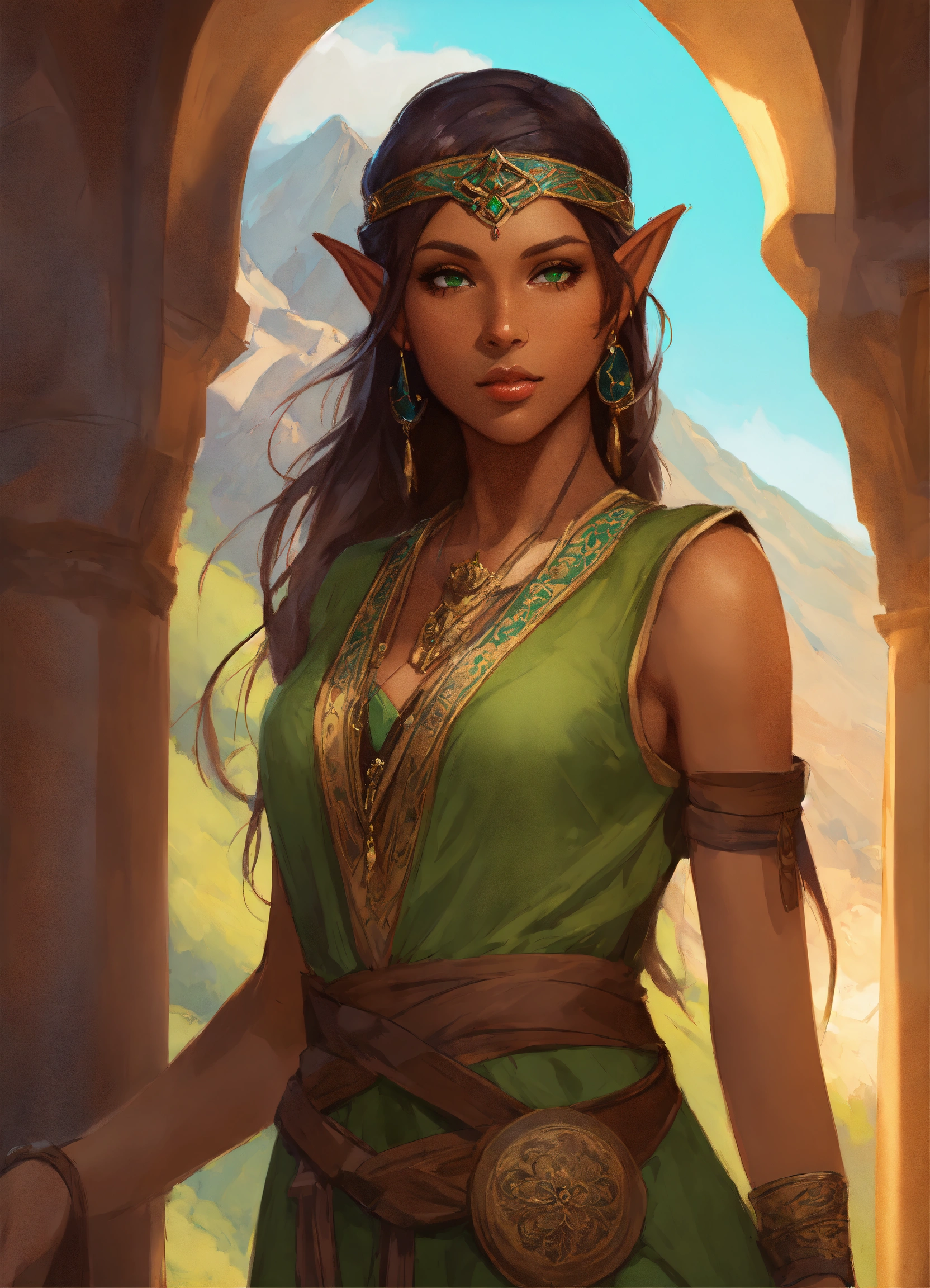 Lexica - Full body portrait of gorgeous elf female scout, high ...