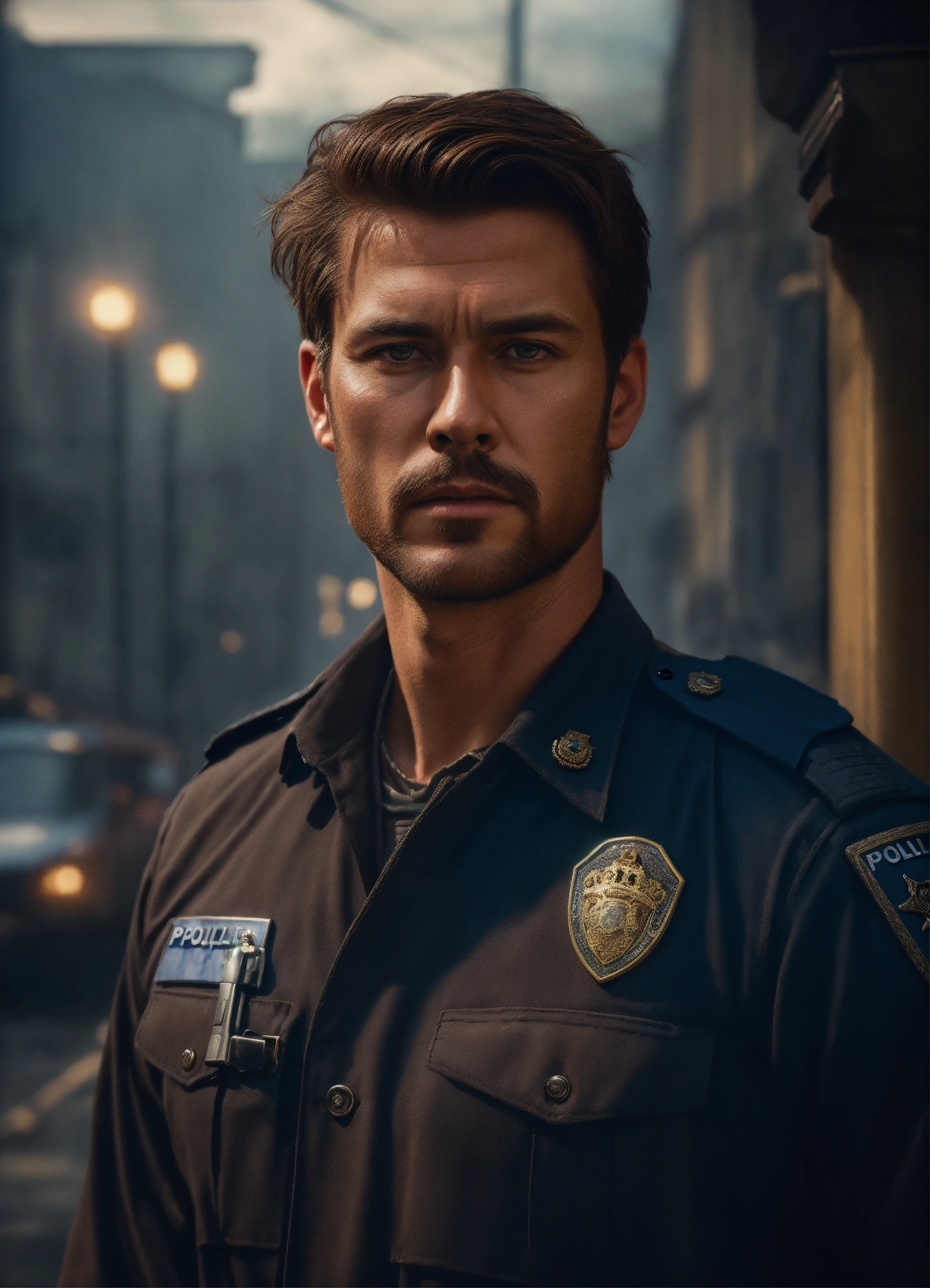 Lexica - Portrait of a handsome sturdy man with brown hair standing ...