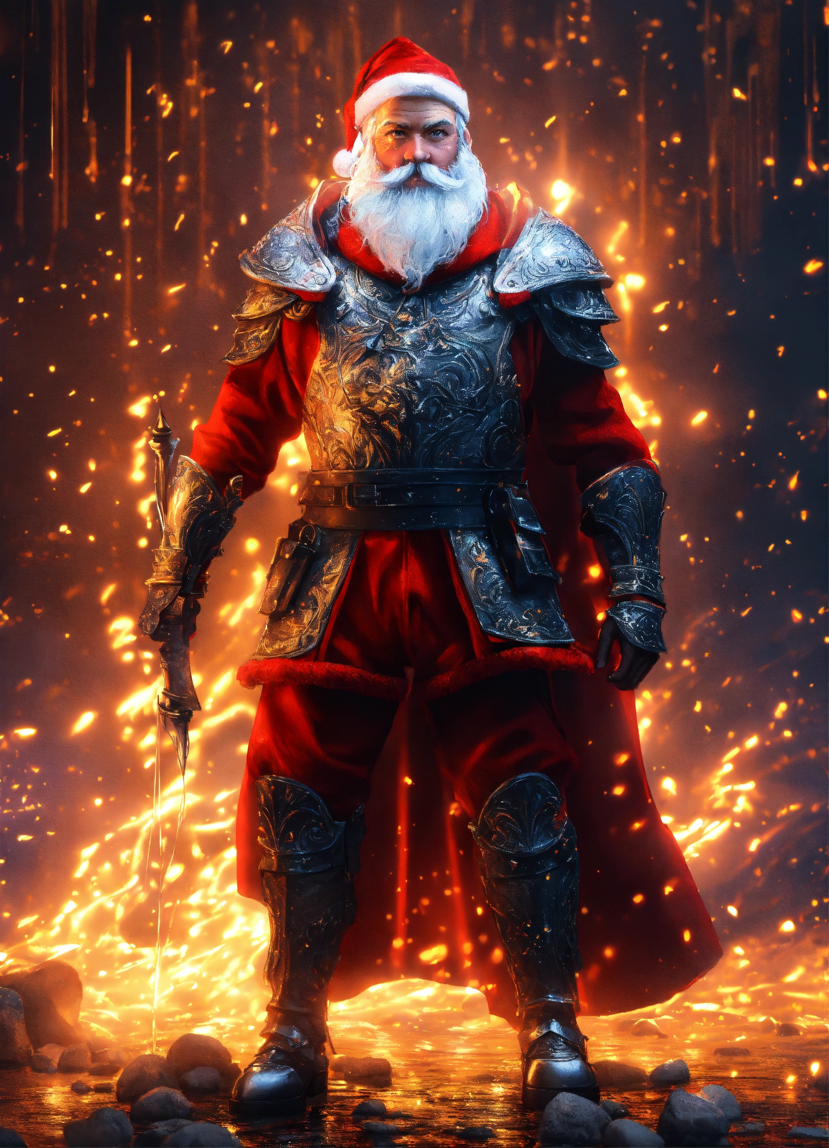 Lexica - ((Santa Claus in armor)), Full Body, Detailed Fearless Stern ...