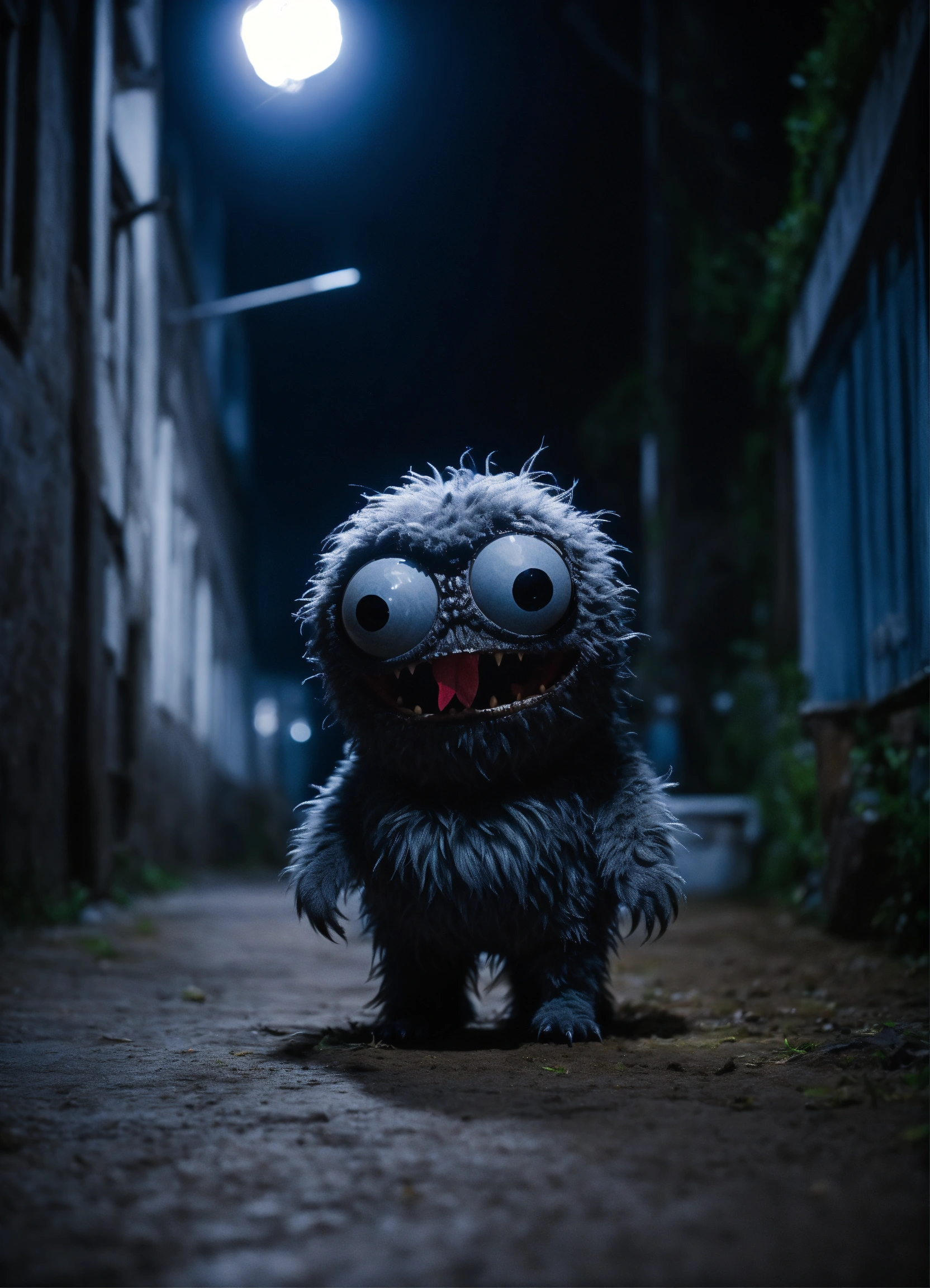 Lexica - Very cute, realistic grey monster whit many eyes standing in ...