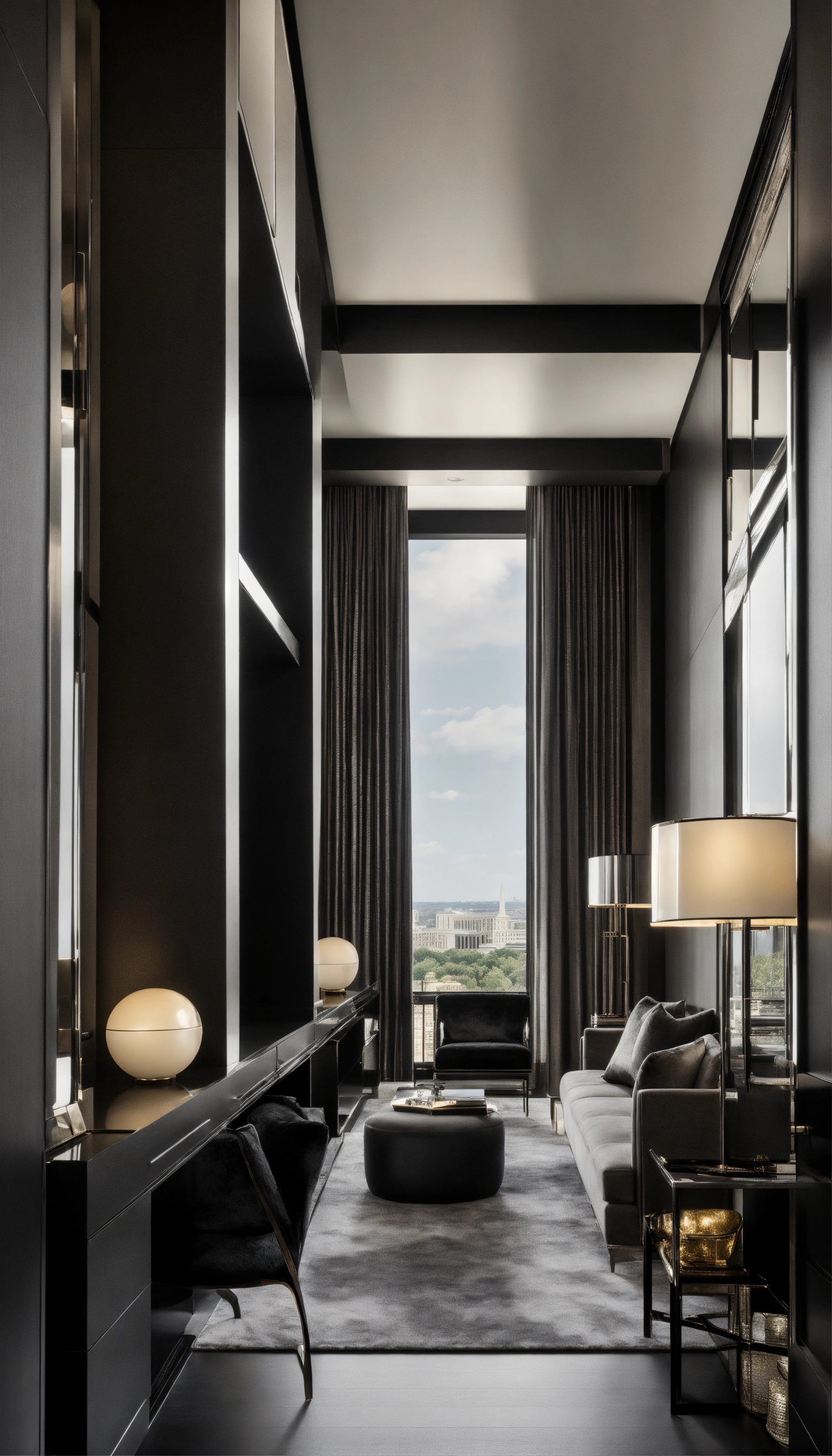 Lexica - Interior design, minimalist, black and silver, design, high ...