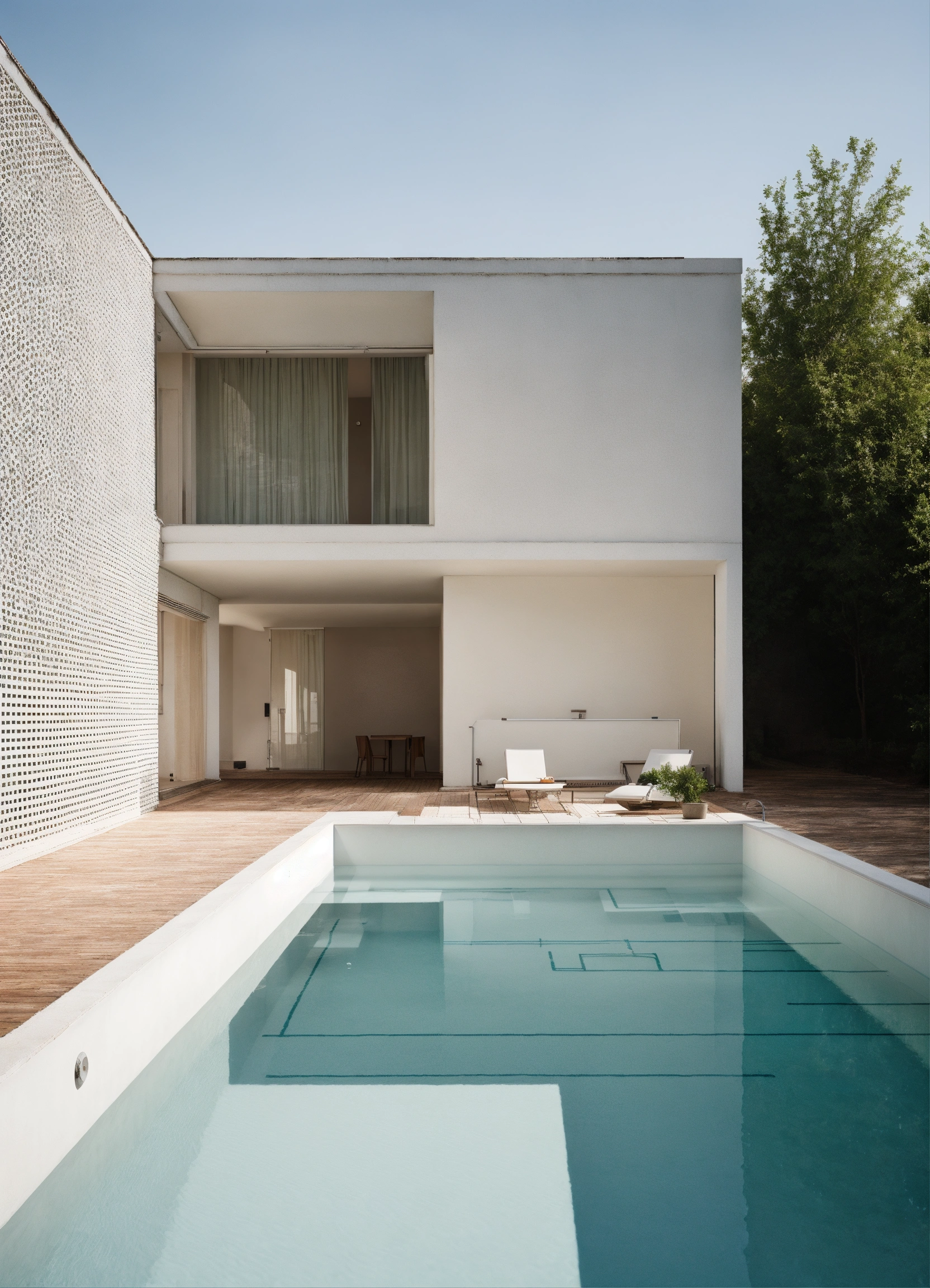 Lexica - Outdoor swimming pool ussr interior design minimalism white color