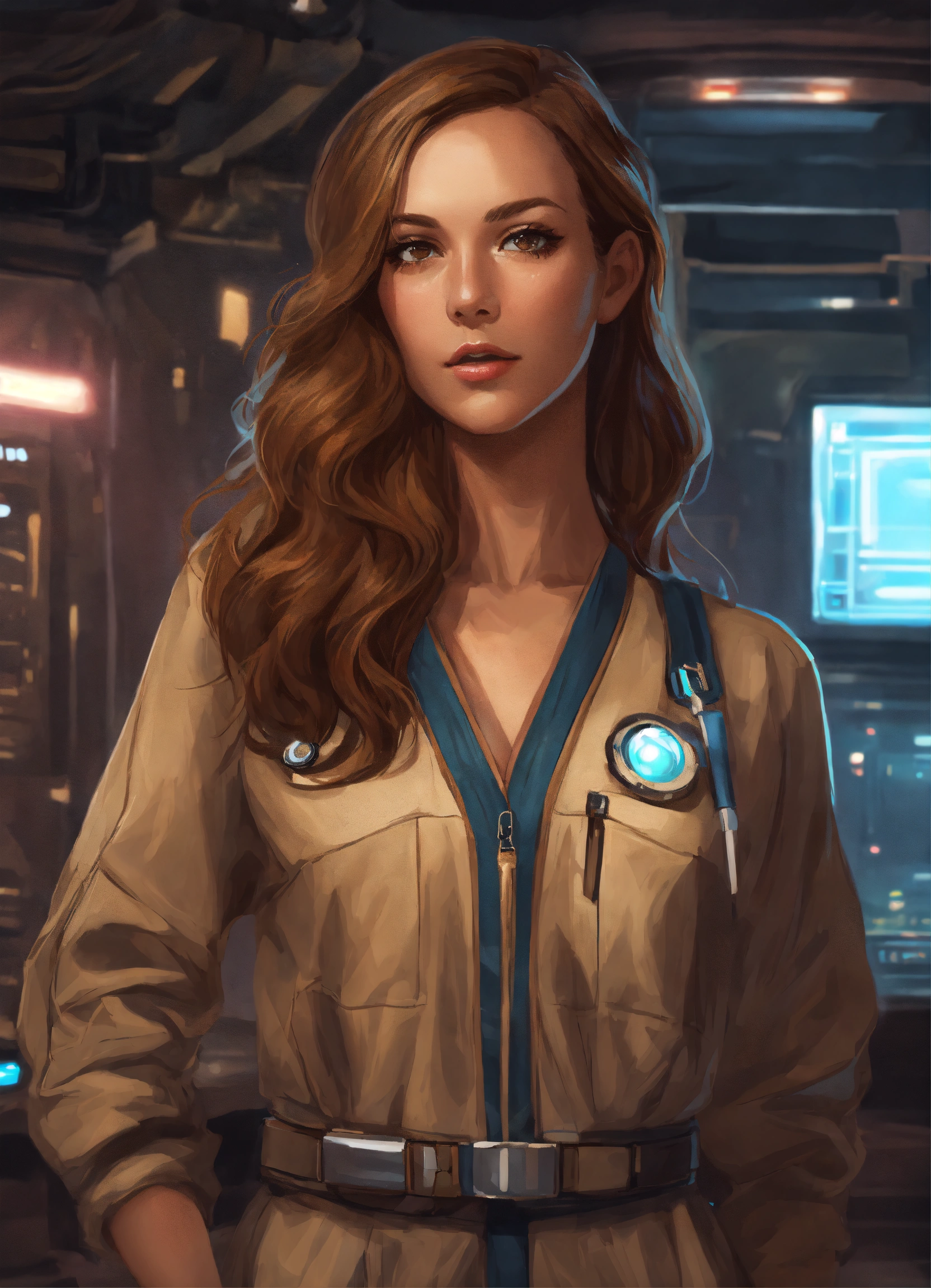 Lexica Digital Portrait Of A Pretty Sci fi Female Doctor With Long 