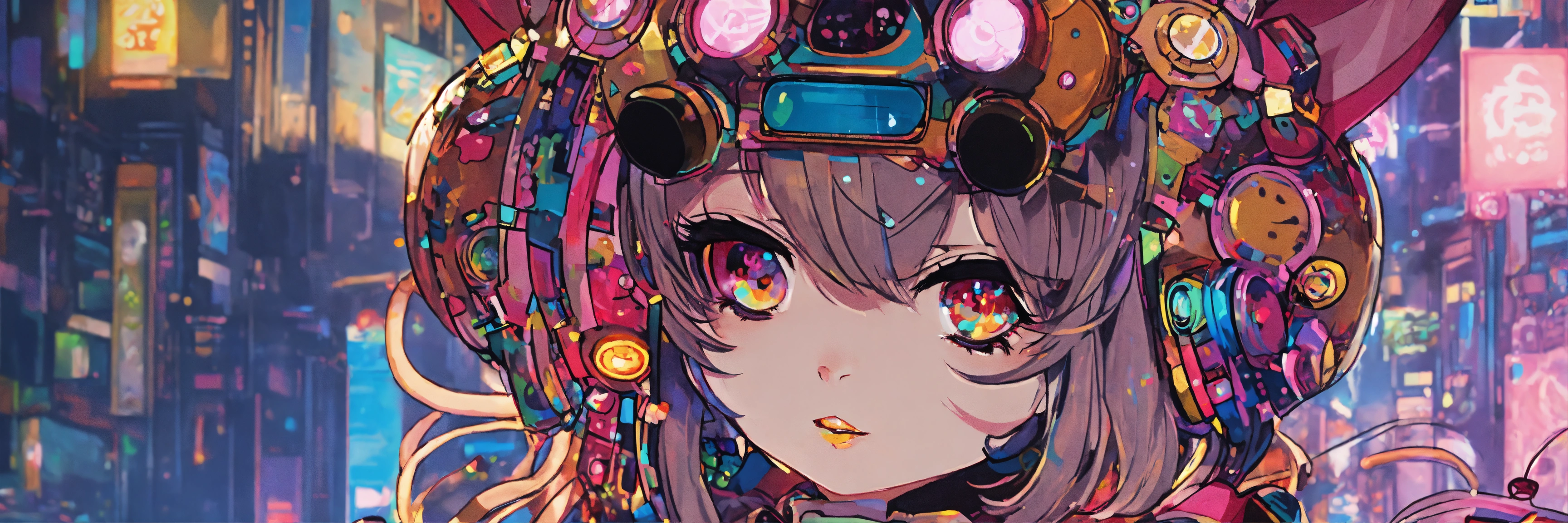 Lexica - Abstract style anime art of a cat girl in cyberpunk, 4k ...