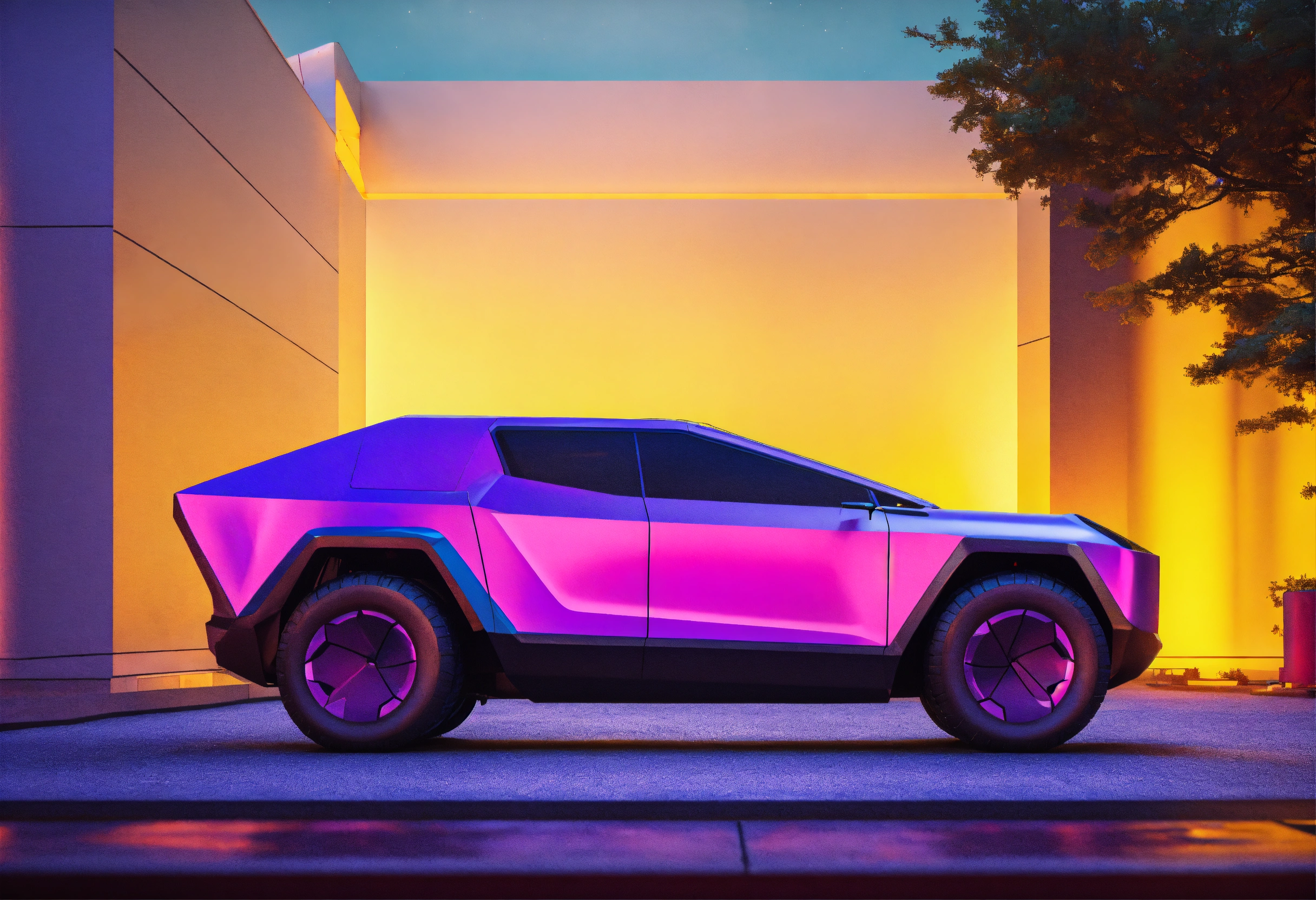 Lexica - Tesla Cybertruck, Side View, Whole Car, 4k, 3d Render, Purple ...