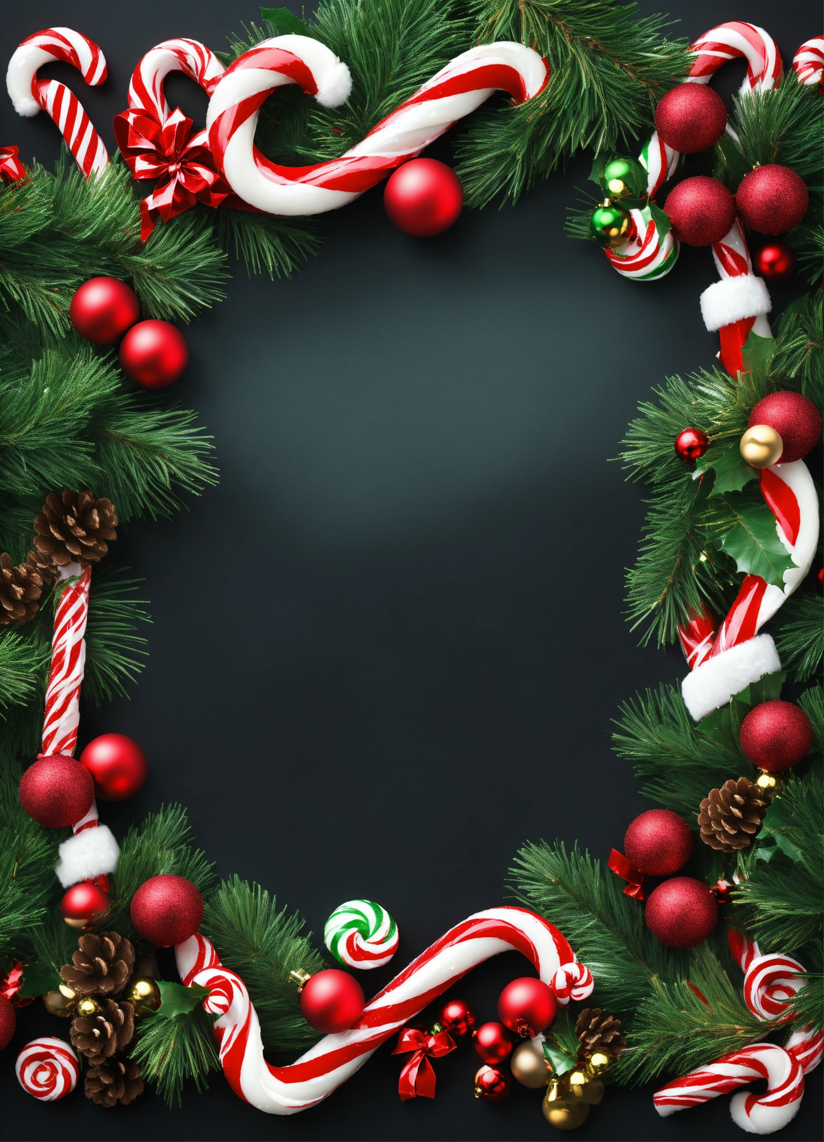 Lexica - Create a Christmas border of candy canes on a white background