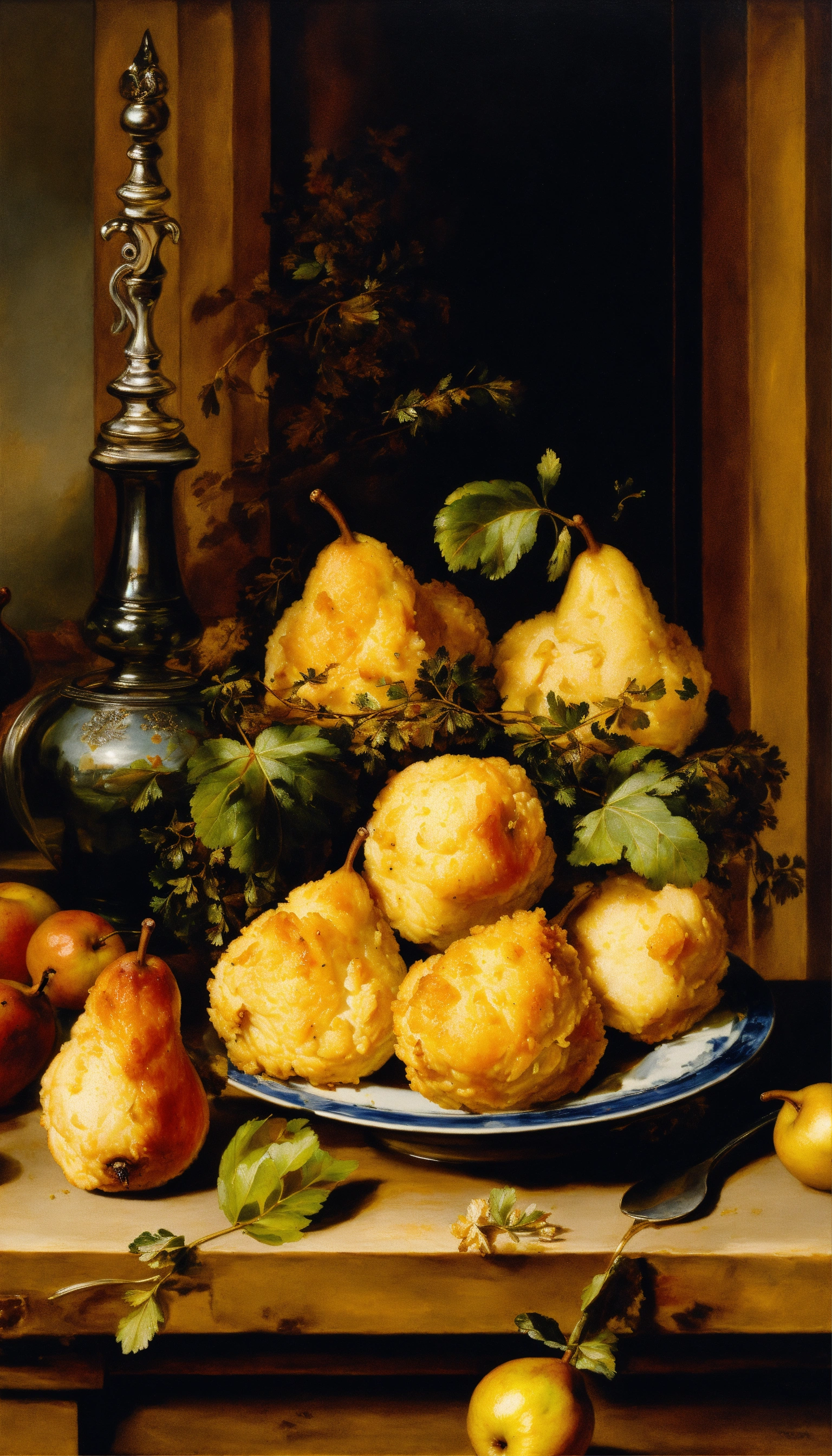 Lexica - Still life with fried chicken and pears by Peter Paul Rubens