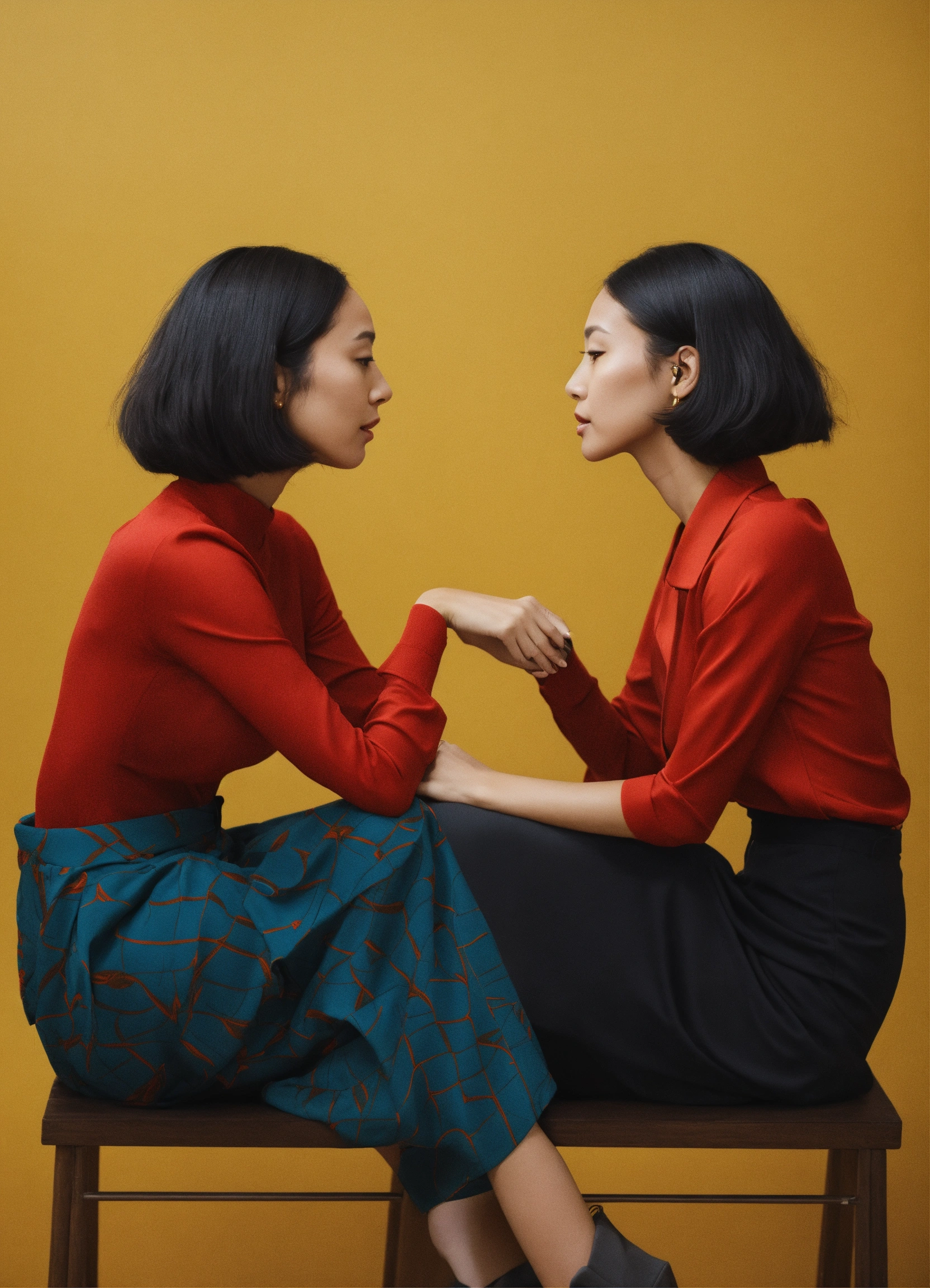 Lexica - Two women who have heads formed like a tablet are talking each ...