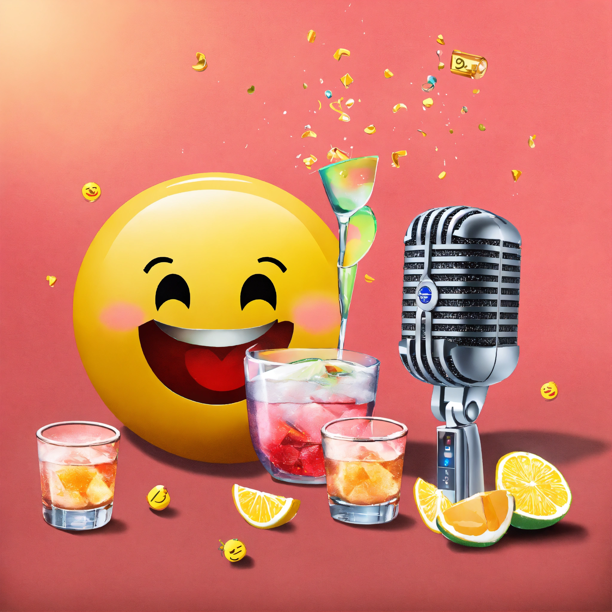 Lexica Microphone, emojis, vodka shots