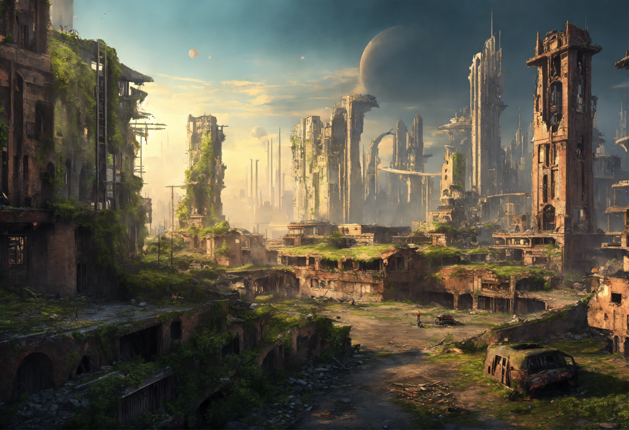 Lexica - Futuristic city in ruins