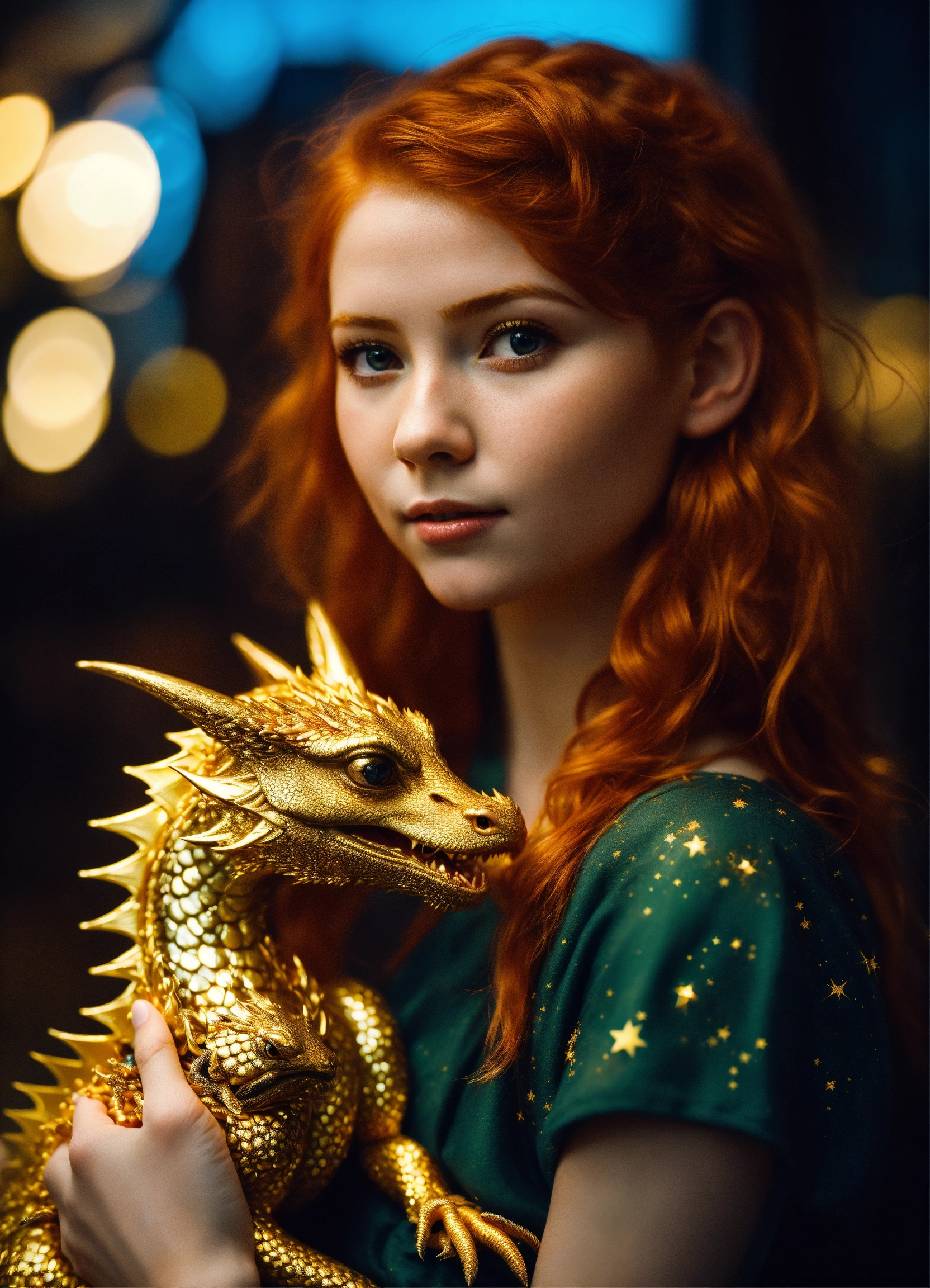 Lexica Cute Young Redhead Irish Cyberpunk Girl Holding Her Golden