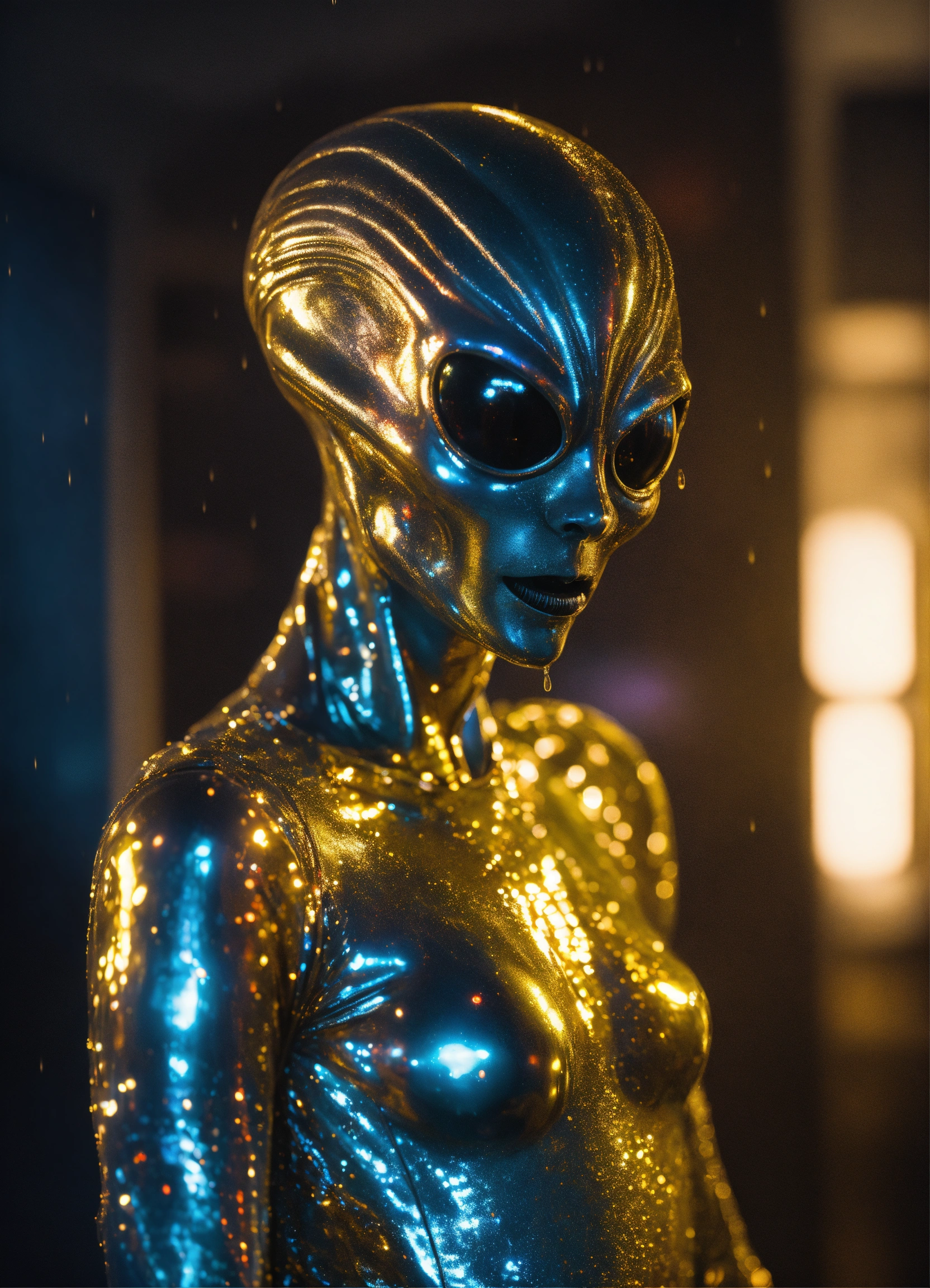 Lexica - An alien dressed up like a human for Halloween, in the style ...