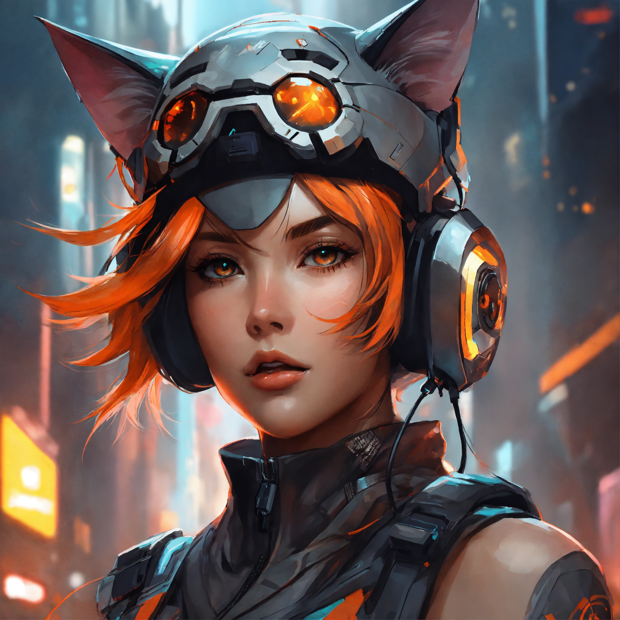 Lexica - Abstract style anime art of a cyberpunk girl, 8k, side on head ...