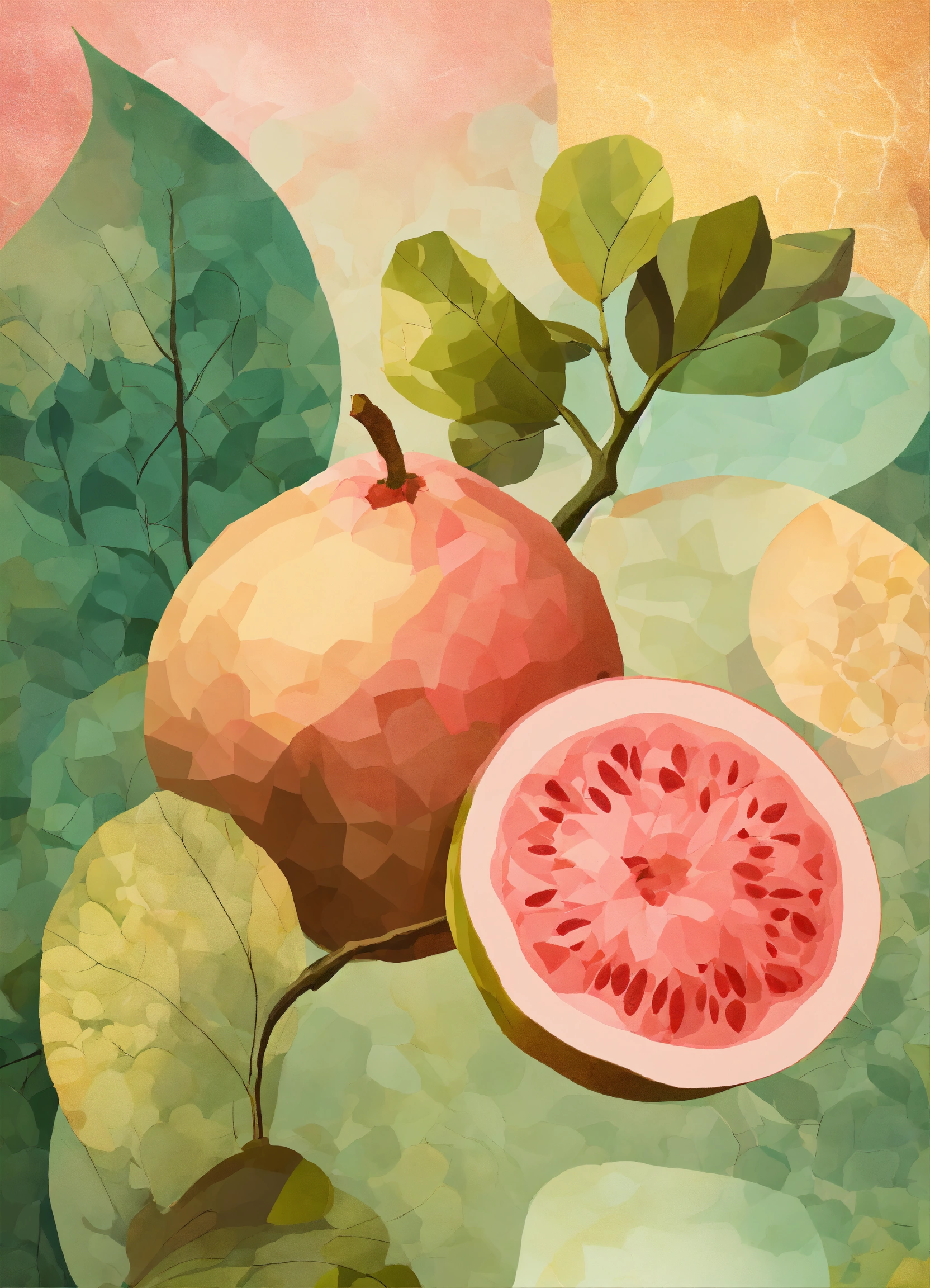 Lexica - Surreal style of abstract guava wallpaper images, mixed media ...