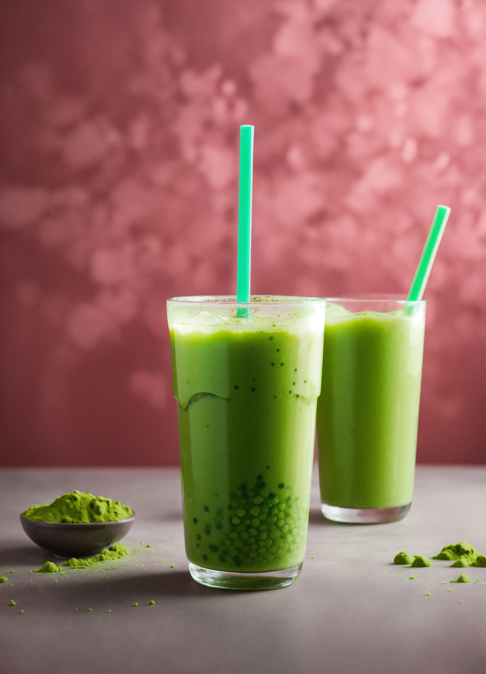 Lexica - Floating green matcha bubble tea. clear cup. studio ...