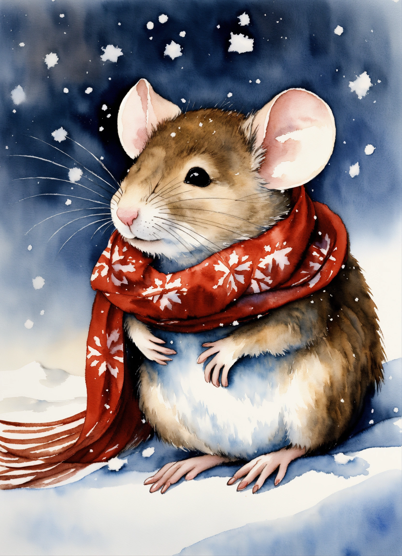 Lexica - White background, a cute sleeping mouse, wearing a scarf ...