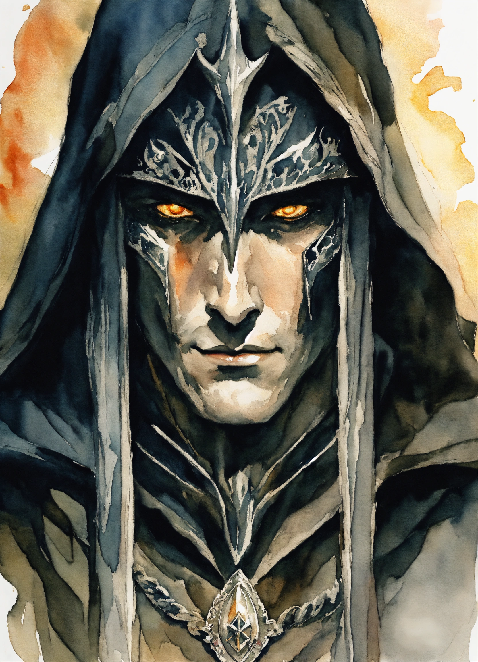 Lexica - Sauron human face from LOTR with black cloak in vagabond manga ...