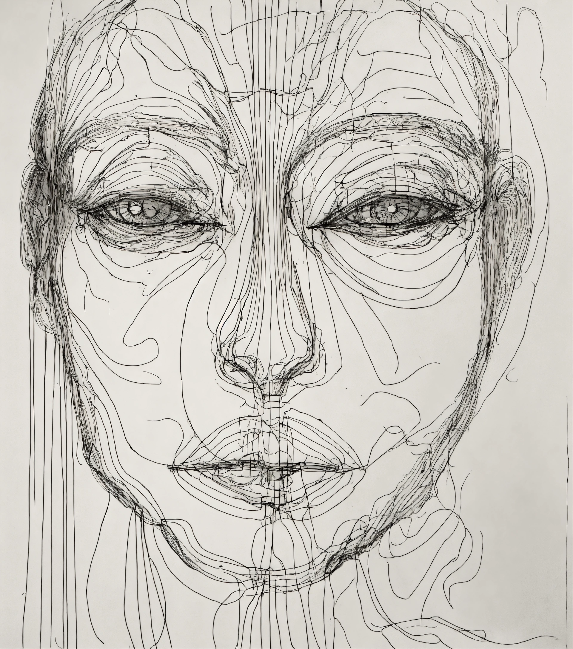 Lexica - One line drawing of a face, biomorphic