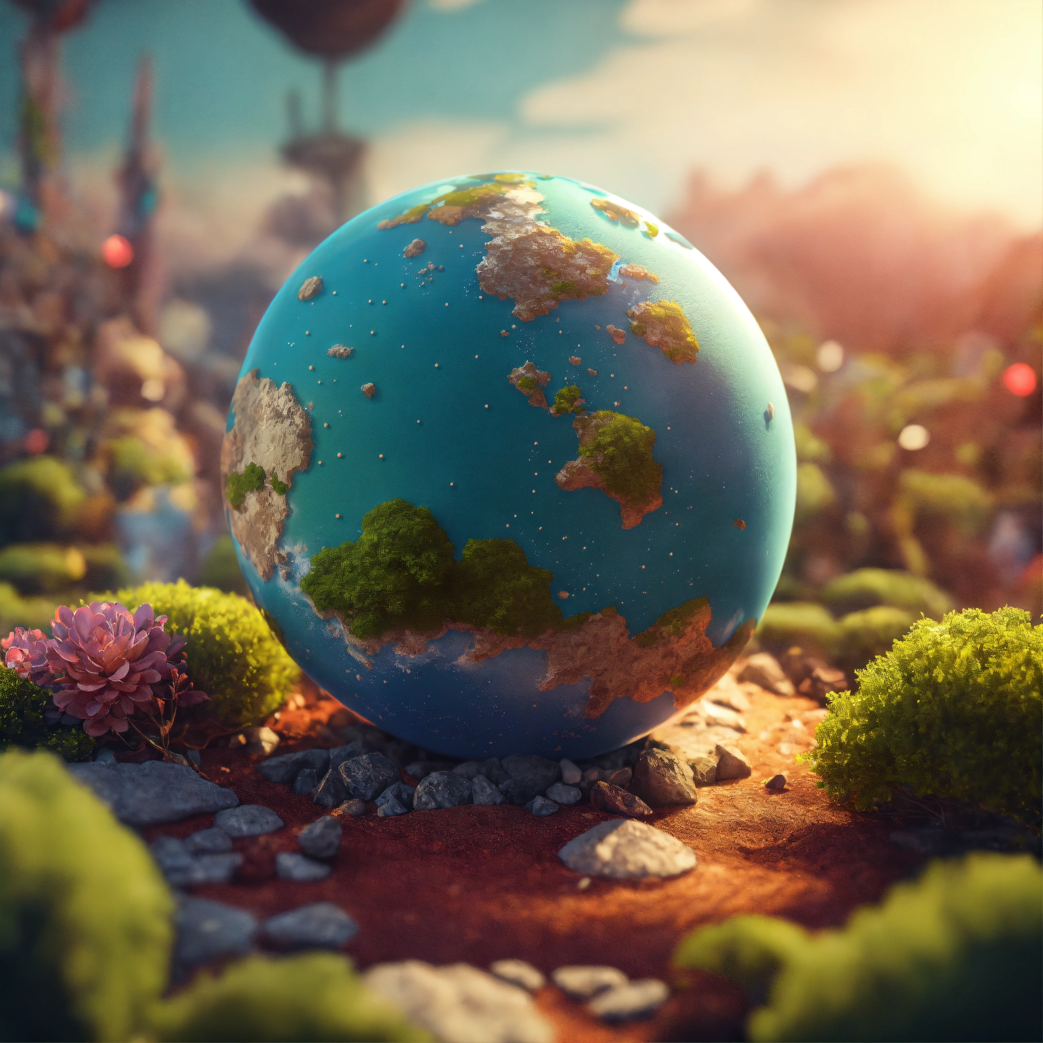 Lexica - 3d render of a cute detailed planet, miniature earth, surreal ...