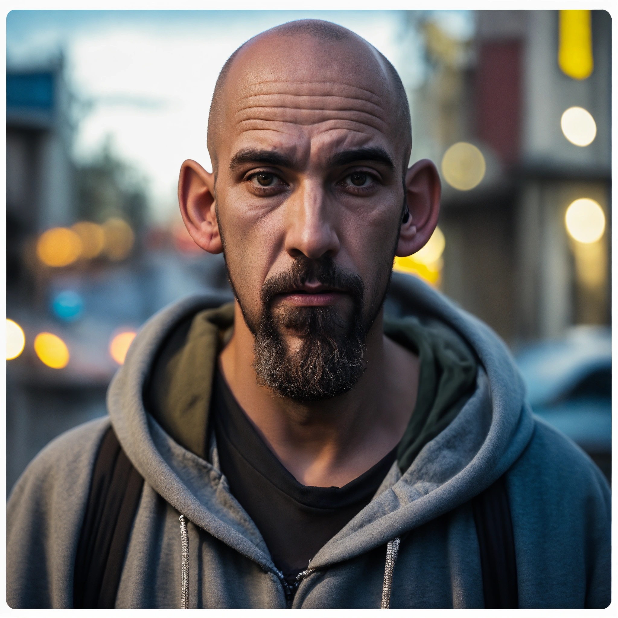 Lexica - A HOMELESS HUGE MAN WITH A HUGE LUMPY BALD HEAD, A TINY GOATEE ...