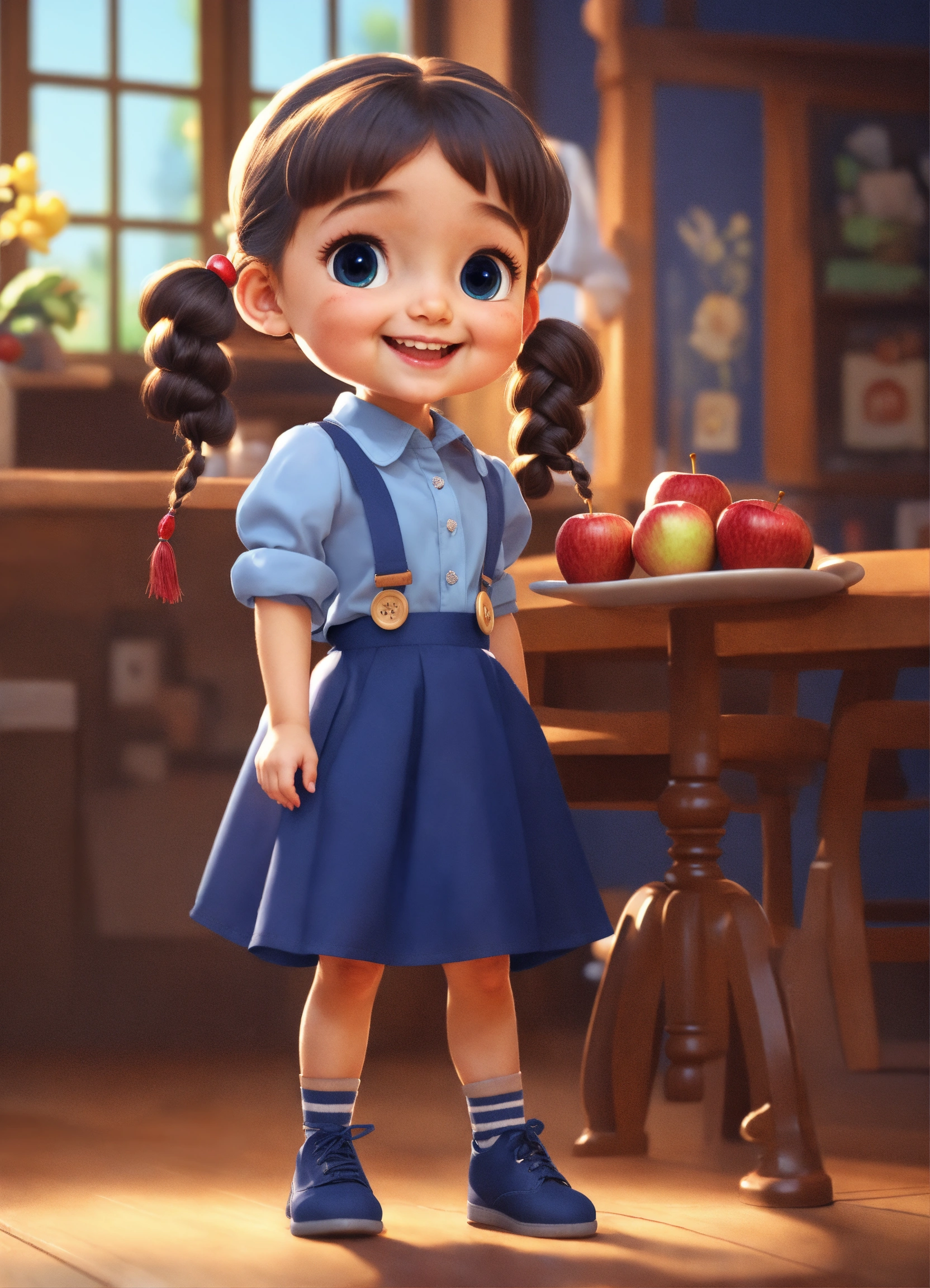 Lexica - A cute five-year-old girl wearing a button-down shirt with a ...