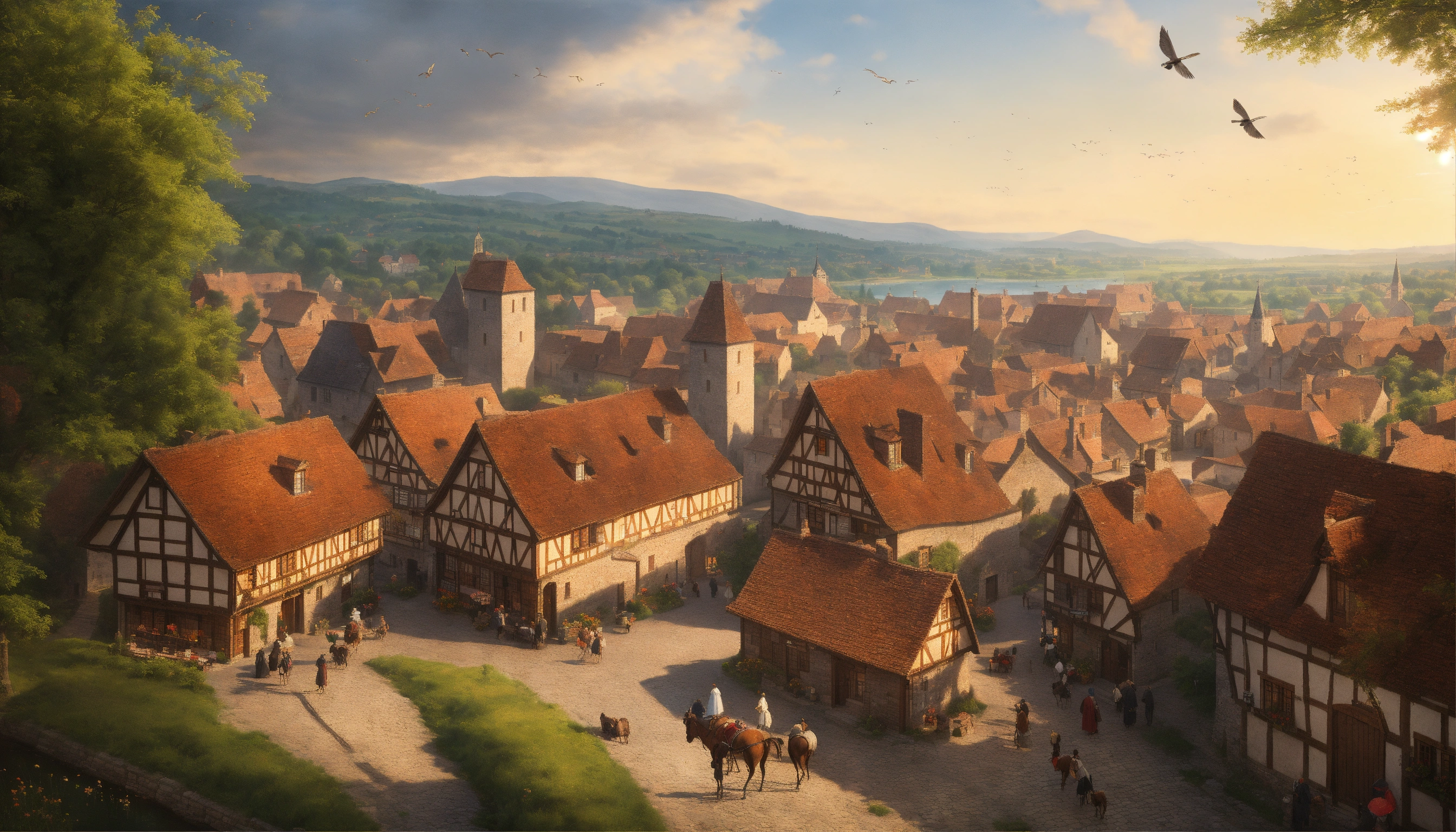 Lexica - Highly realistic, photography, Bird's eye view of a medieval ...