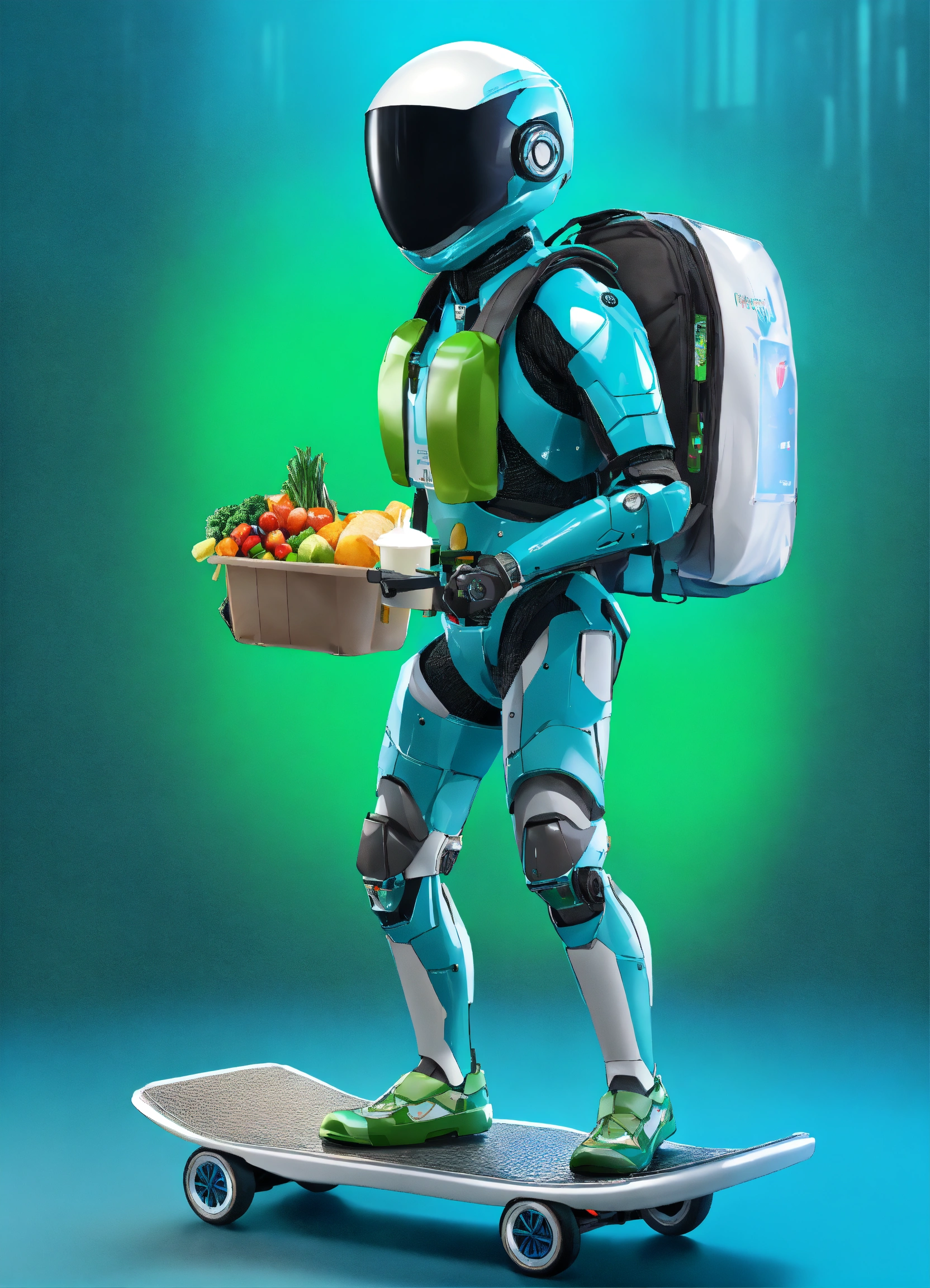 Lexica - A passionate male robot on hoverboard, realistic man face ...