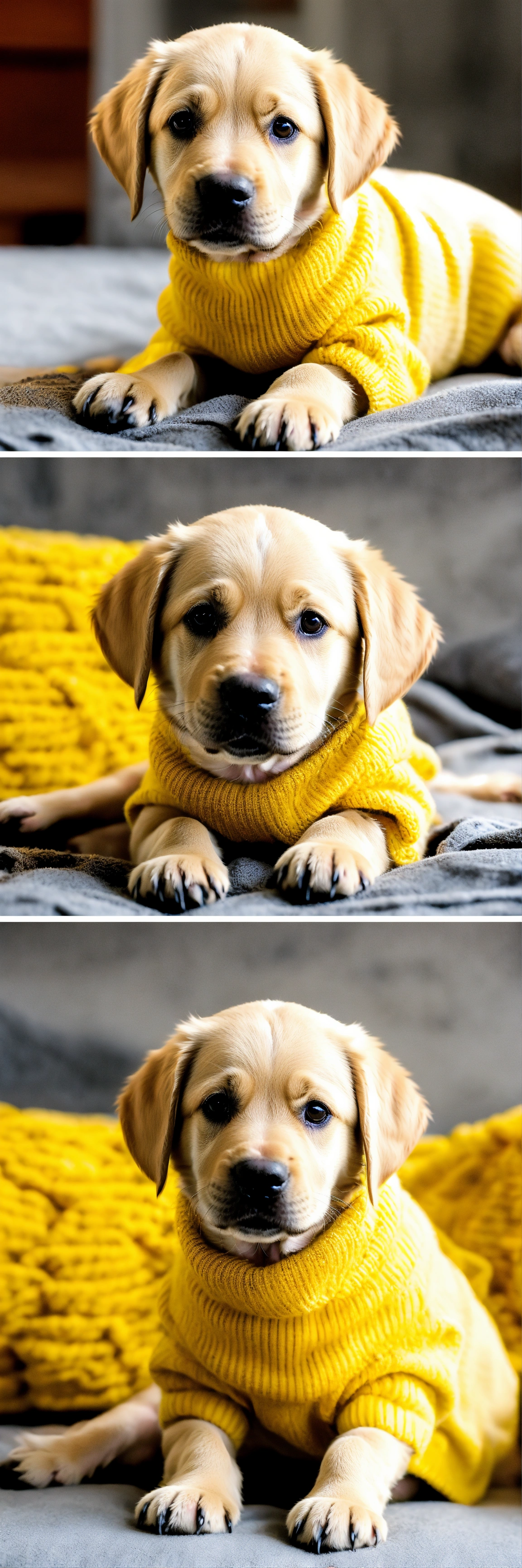 Lexica - 2 cheerful miniature labrador puppies wearing mellow yellow ...