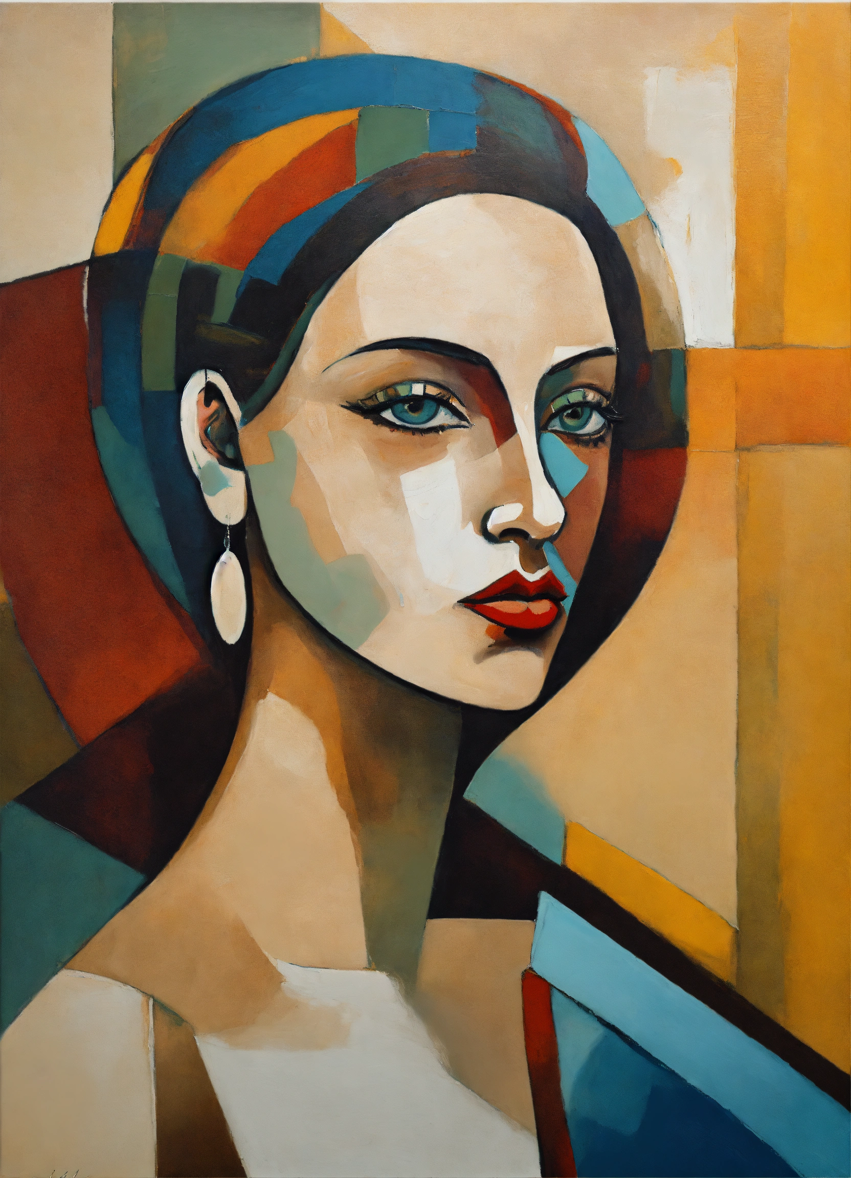 Lexica - Abstract and minimalist oil painting of a beautiful and young ...