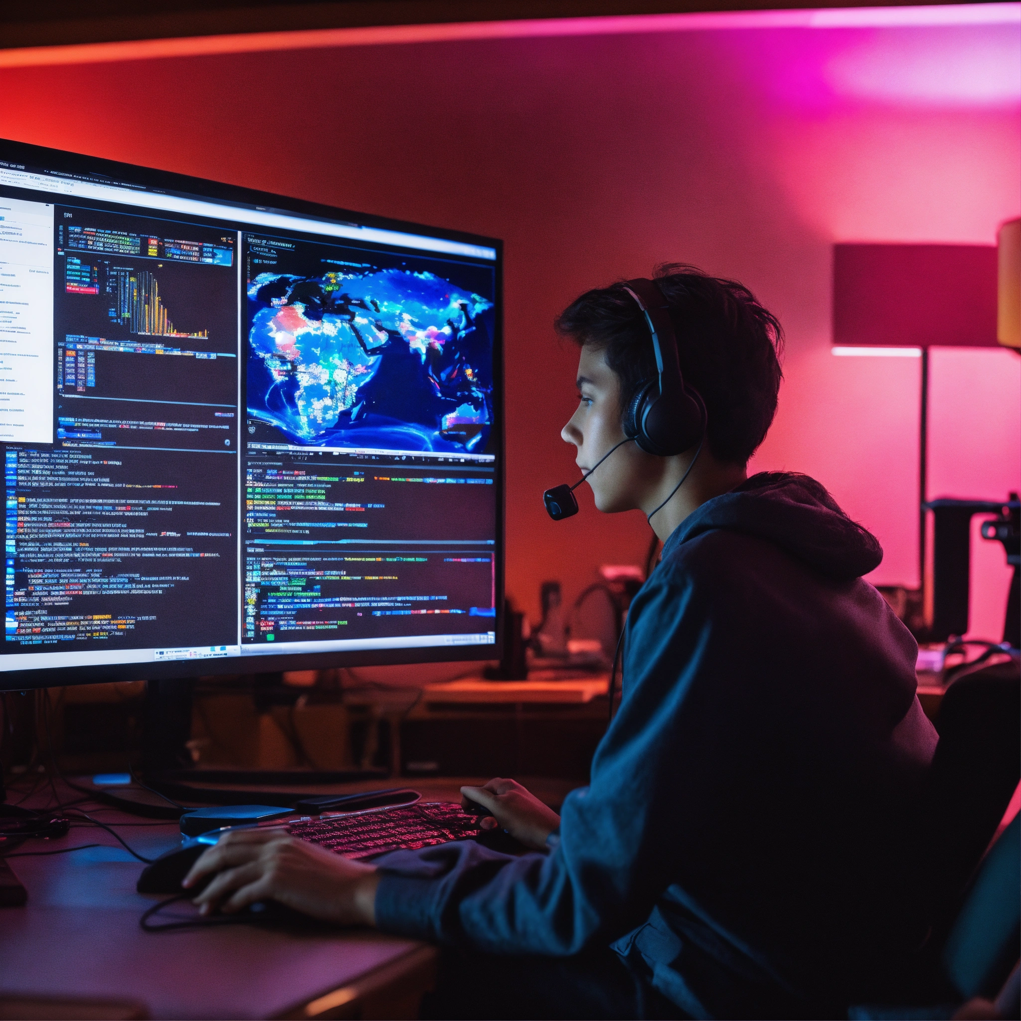 Lexica - A photo of a person using a computer. The person is sitting in ...