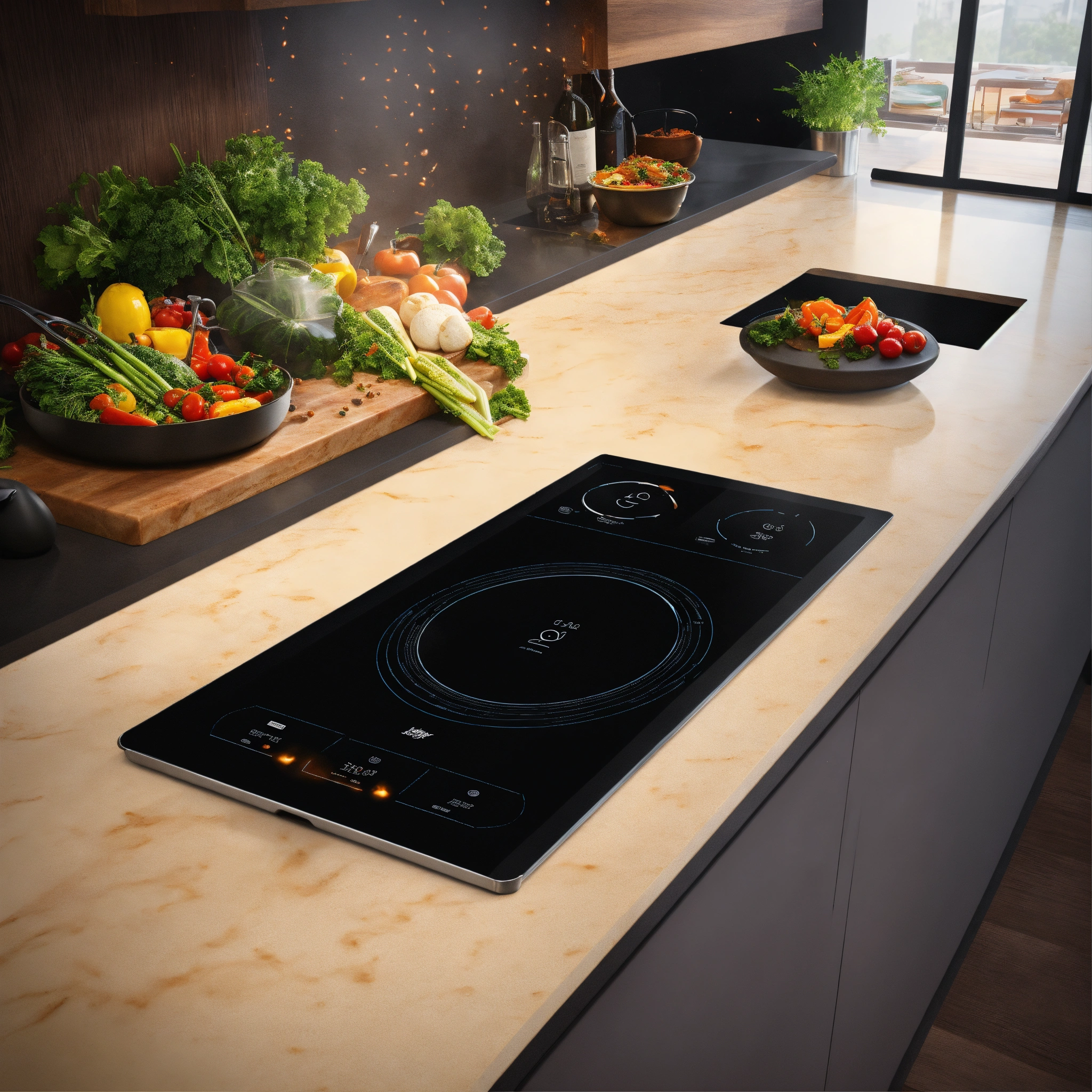 Lexica - Tablet embedded in a kitchen island countertop, UI/UX design ...