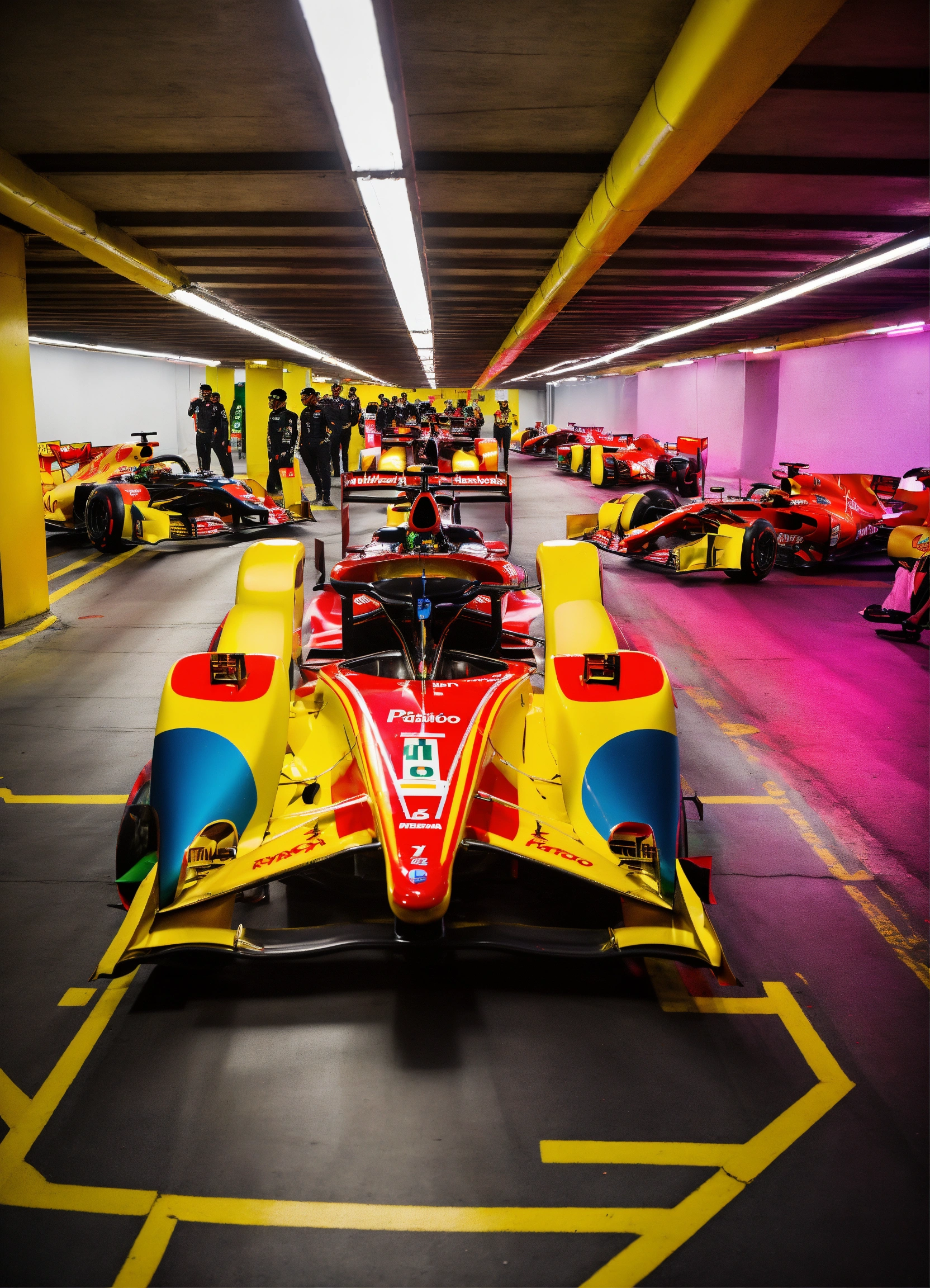 Lexica - A underground parking lot transform to formula one racing pits ...