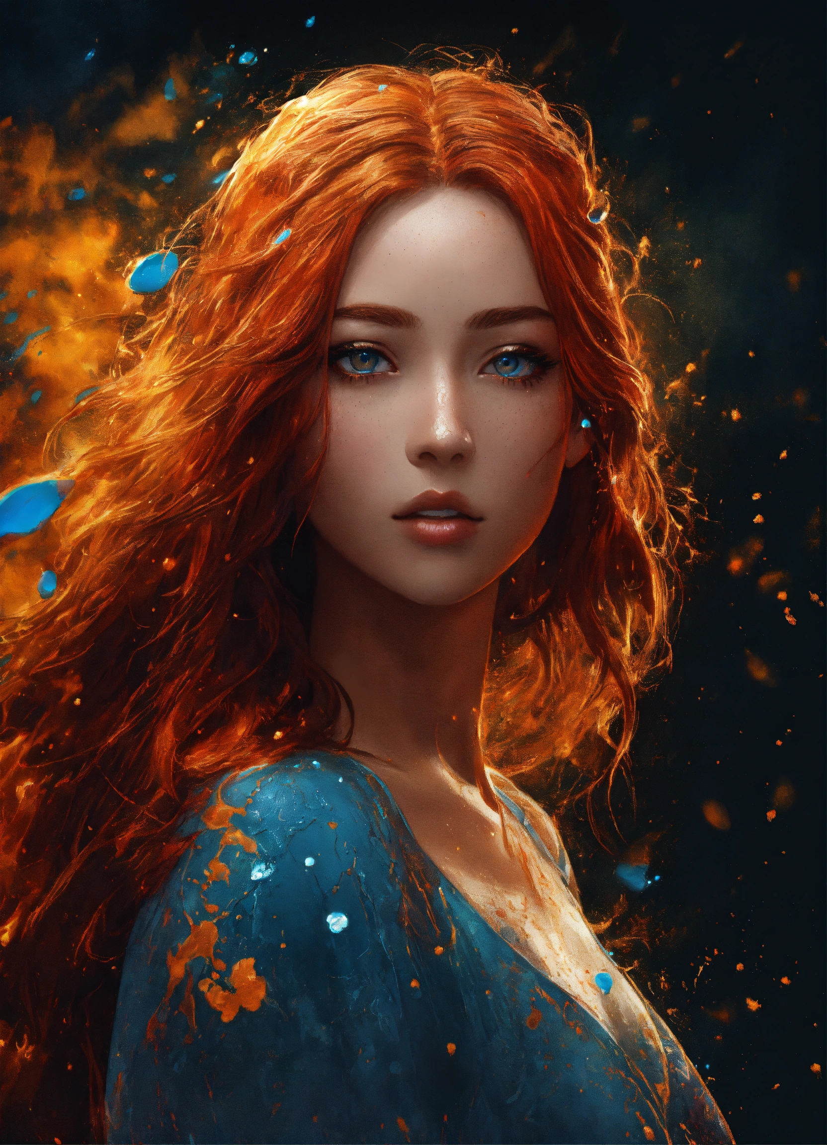 Lexica A beautiful redhead with korean features, Hyperdetailed Eyes