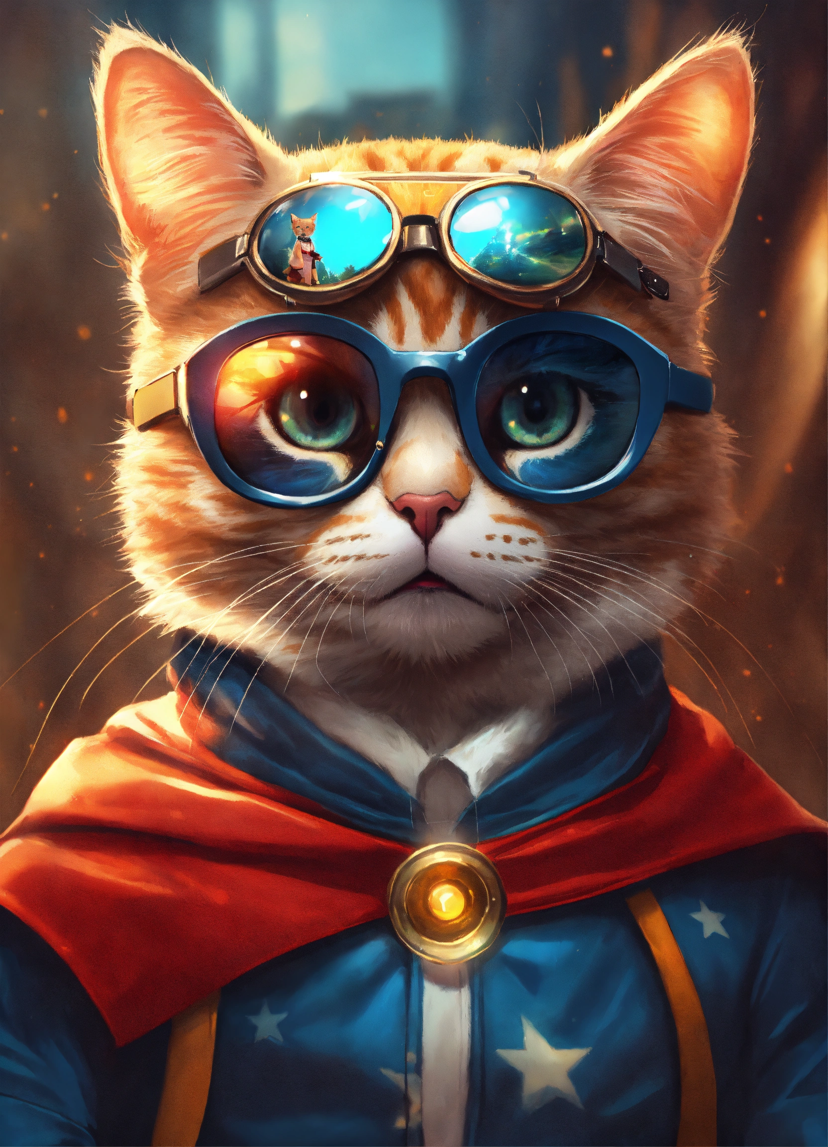 Lexica - Full-bodied portrait, cute and adorable cat wearing super hero ...