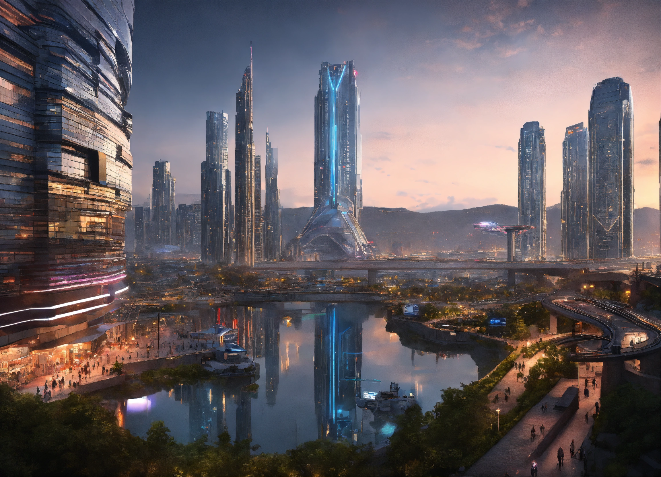Lexica - A highly advanced city of the future where robots help humans
