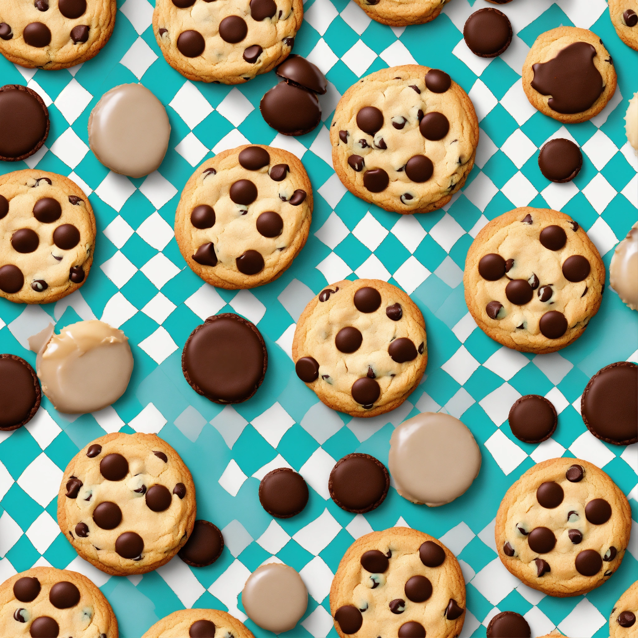 Lexica - Repeating pattern of chocolate chip cookies scattered on a ...