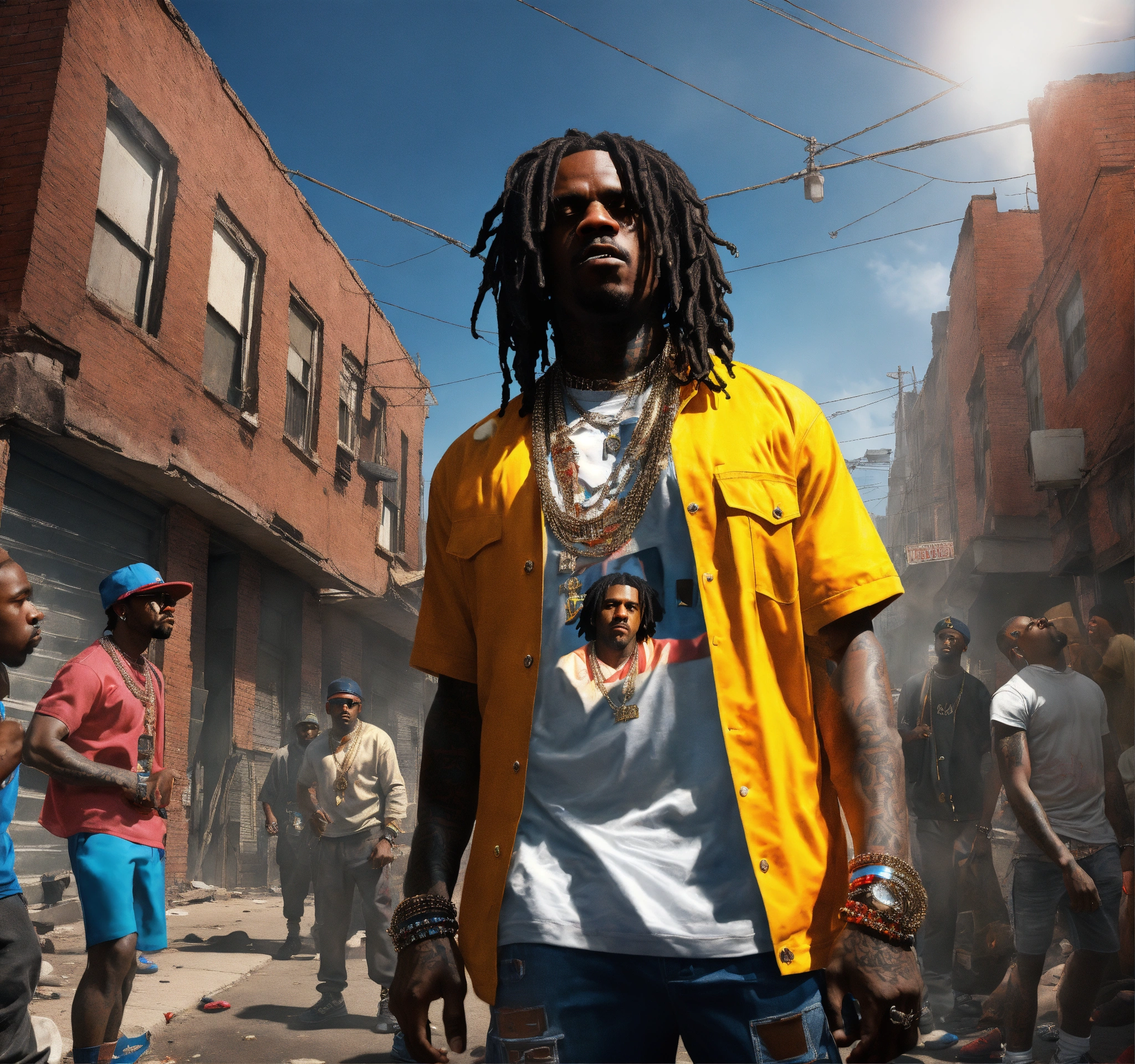 Lexica - Sky view Pop art, hyperrealist full body portrait of black ...