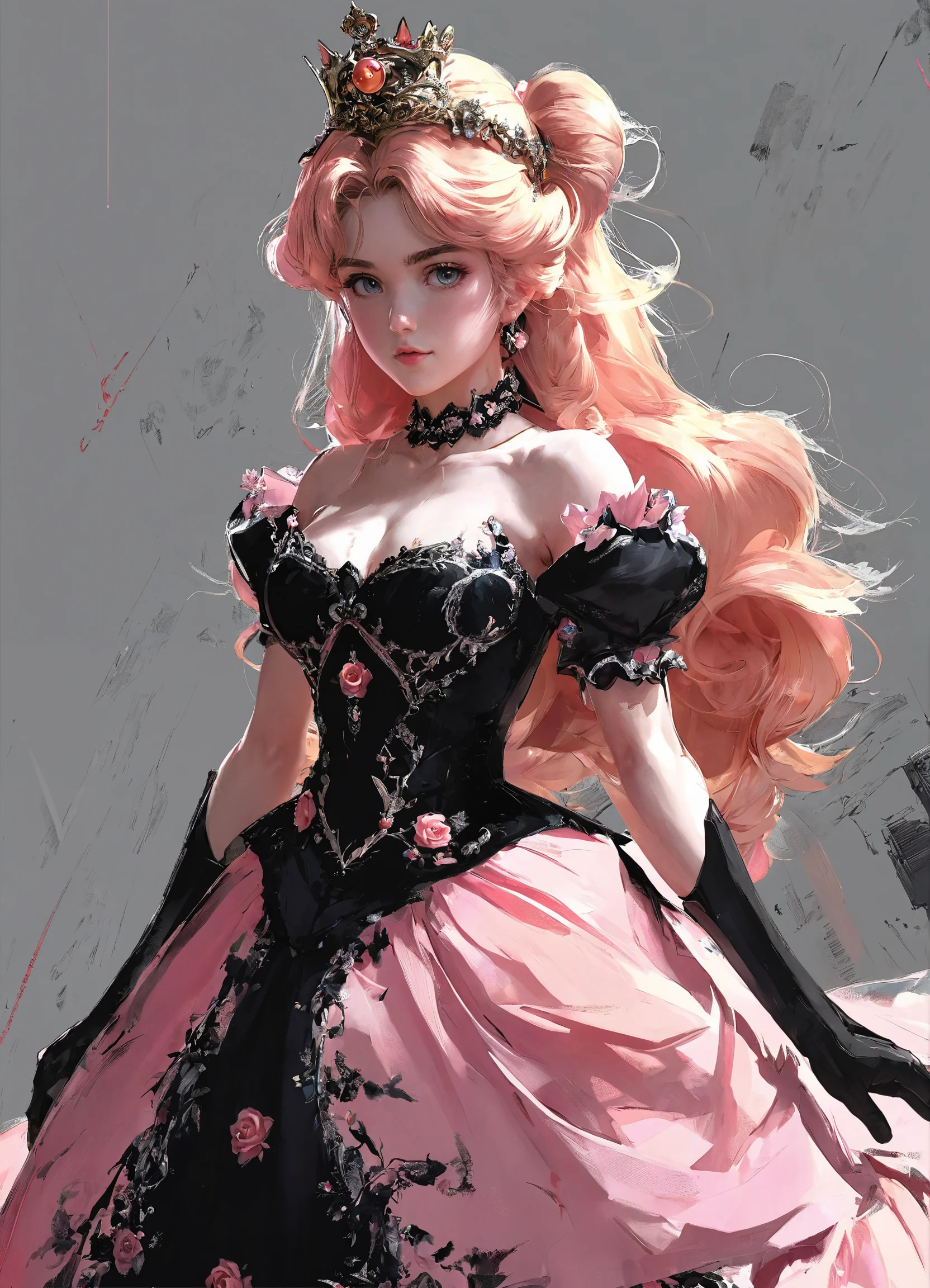 Lexica - Anime artwork of Princess Peach in a detailed intricate pink and  black dress, by wlop