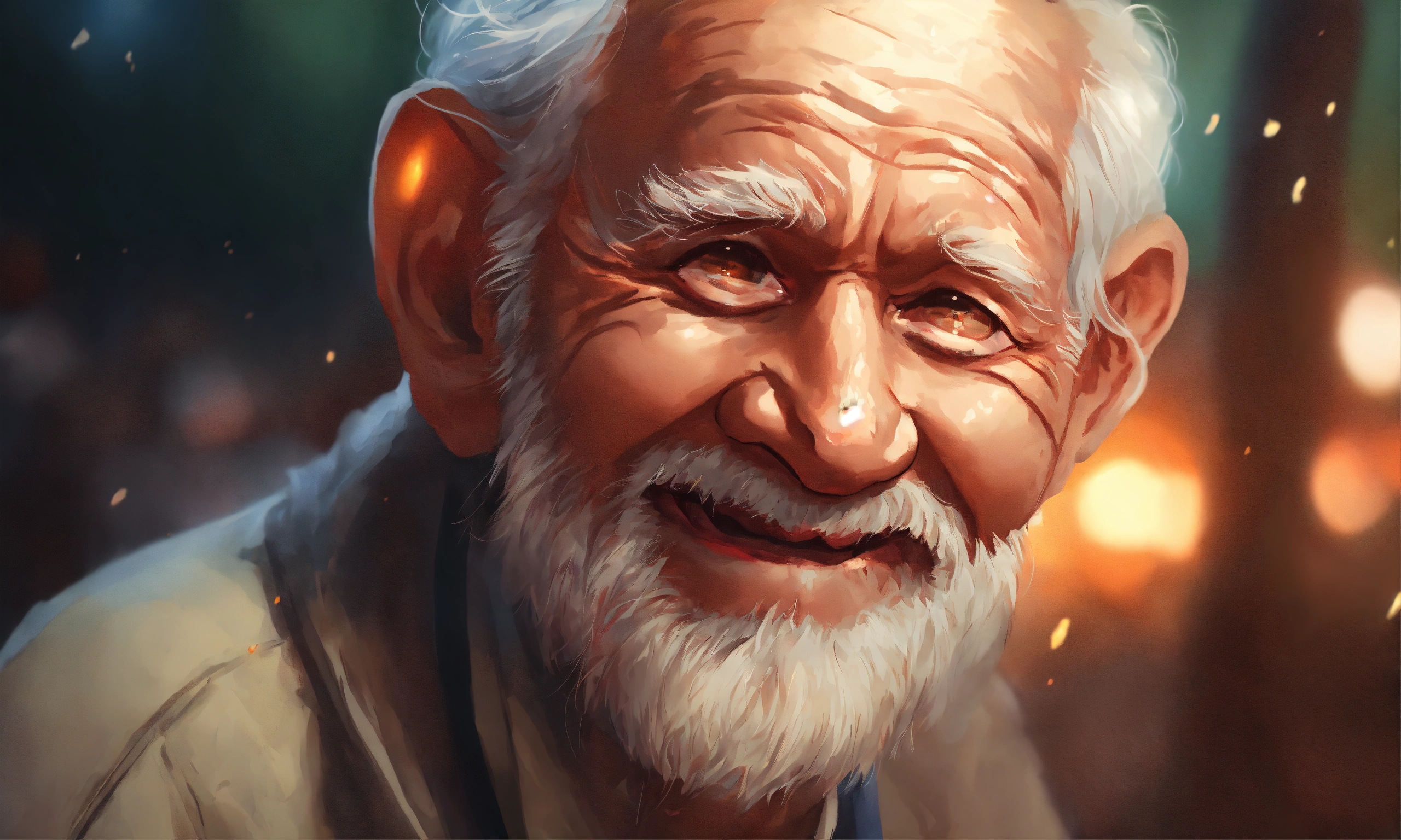 Lexica - A poor old man smiling close up, in the style of illustrator ...