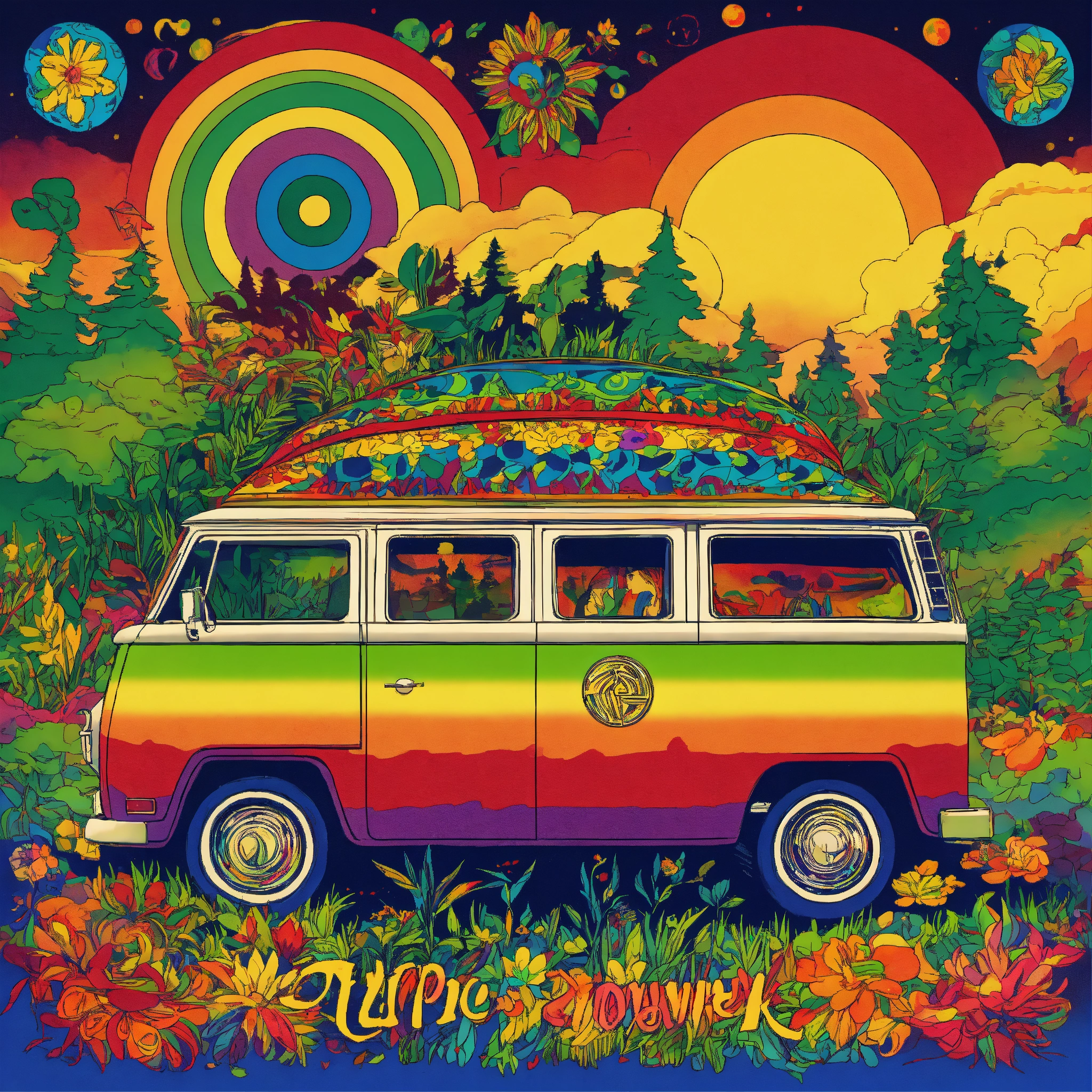 Lexica - Artwork album, hippie vibes, reggae style, many colors ...