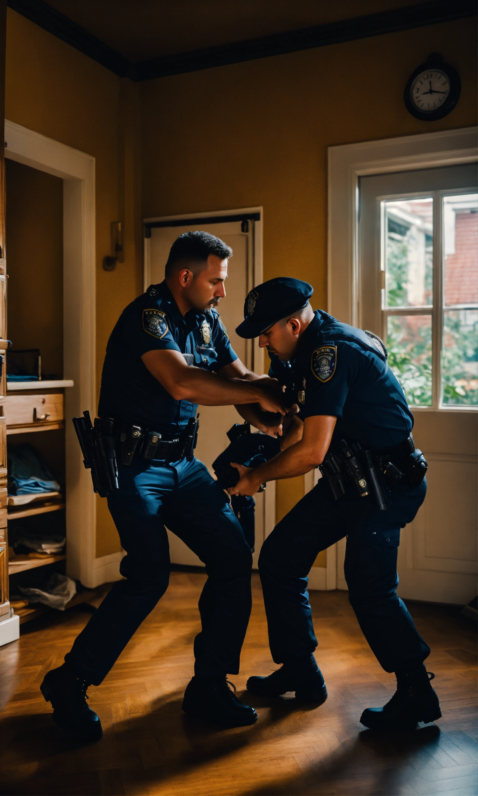 Lexica - Police men arresting a man from his home, surreal photo ...