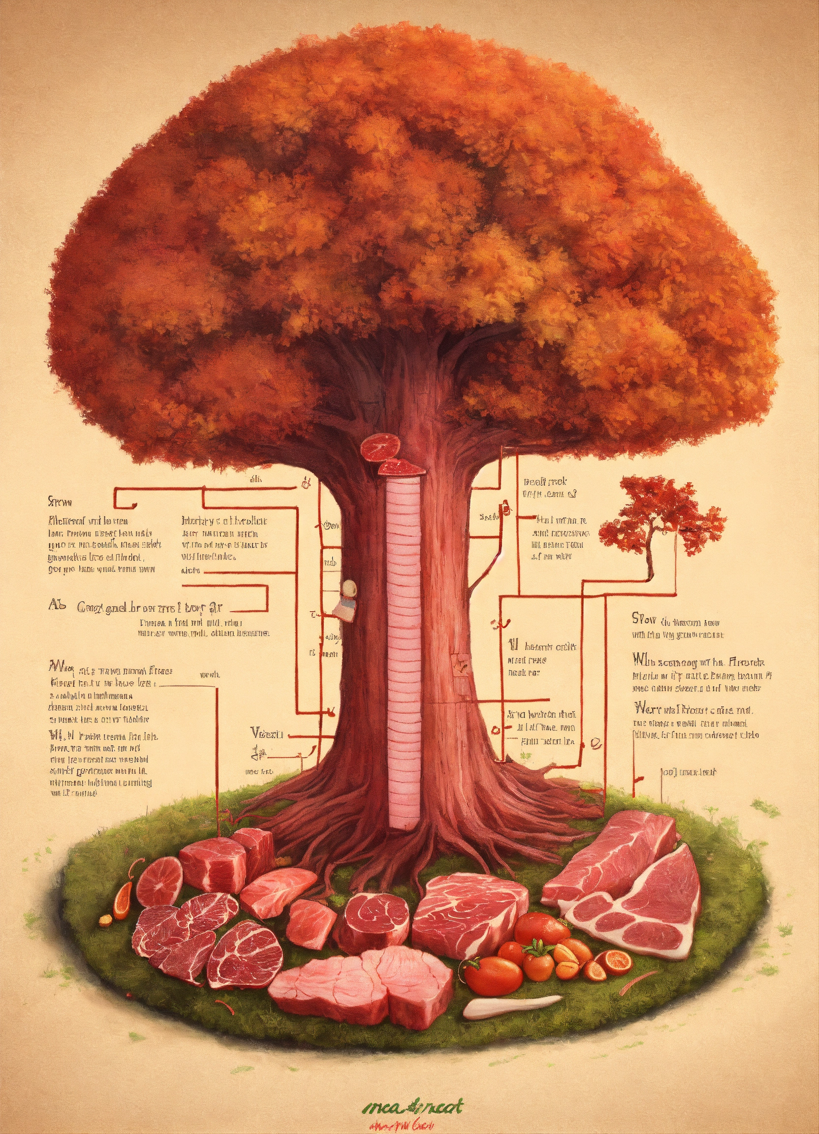 Lexica - Draw a tree from which meat grows instead of leaves