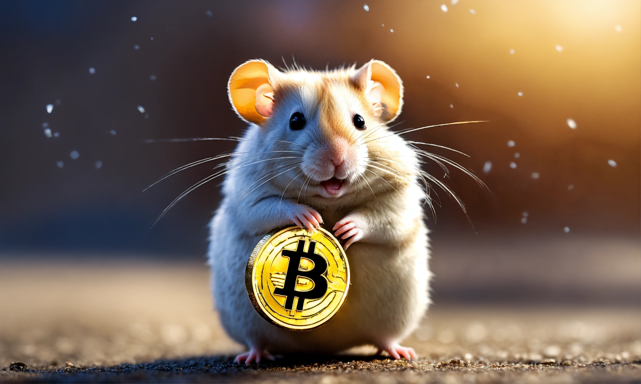 Lexica - Hamster holding bitcoin and smiling