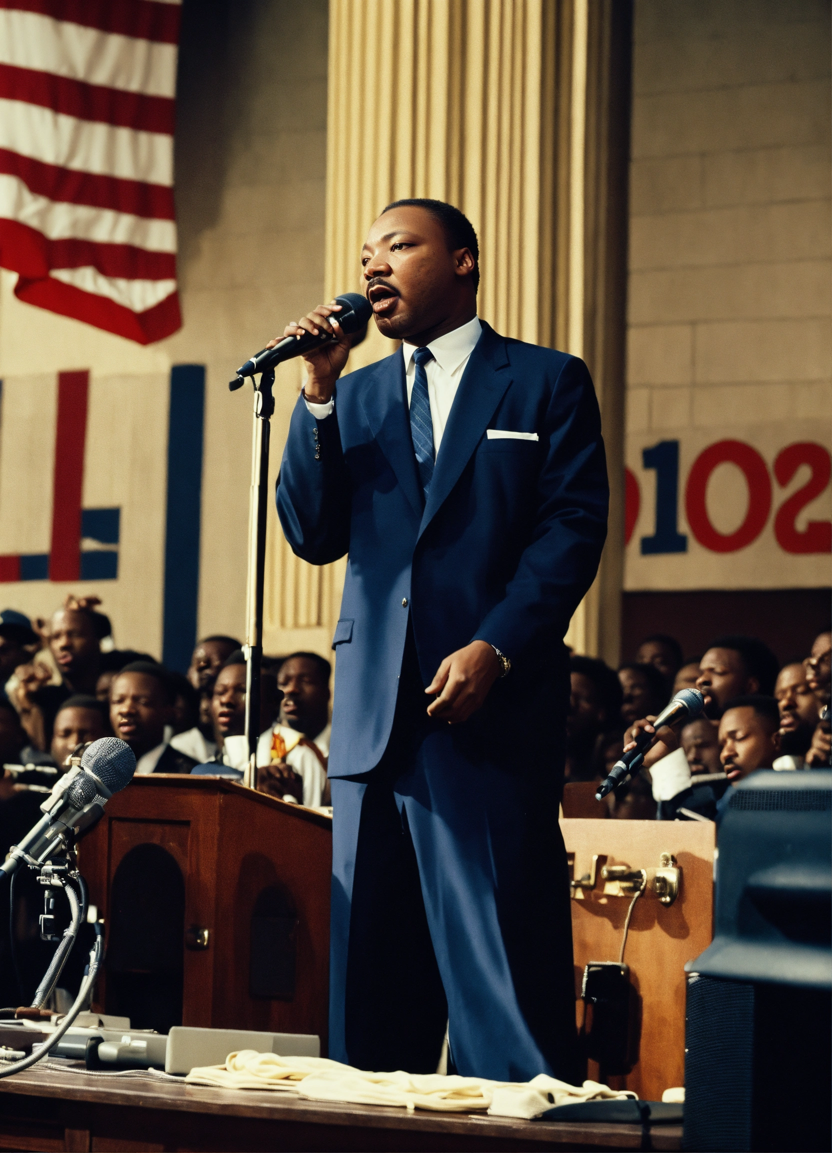 Lexica - Martin Luther King hold a mic rap battling Eminem