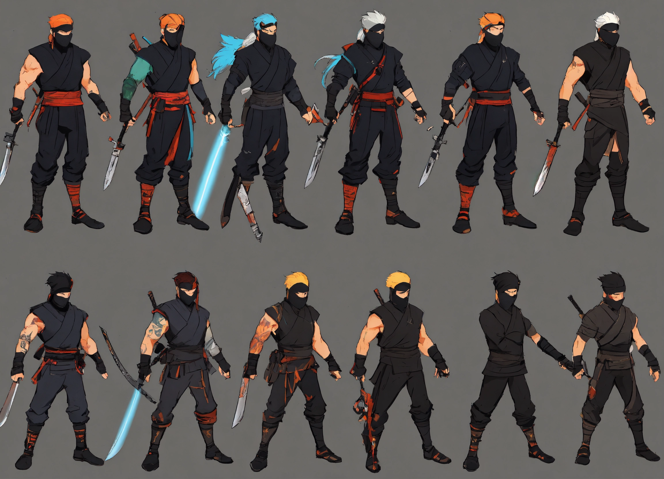 Lexica - Concept art of Ninja, 12 different designs with different ...