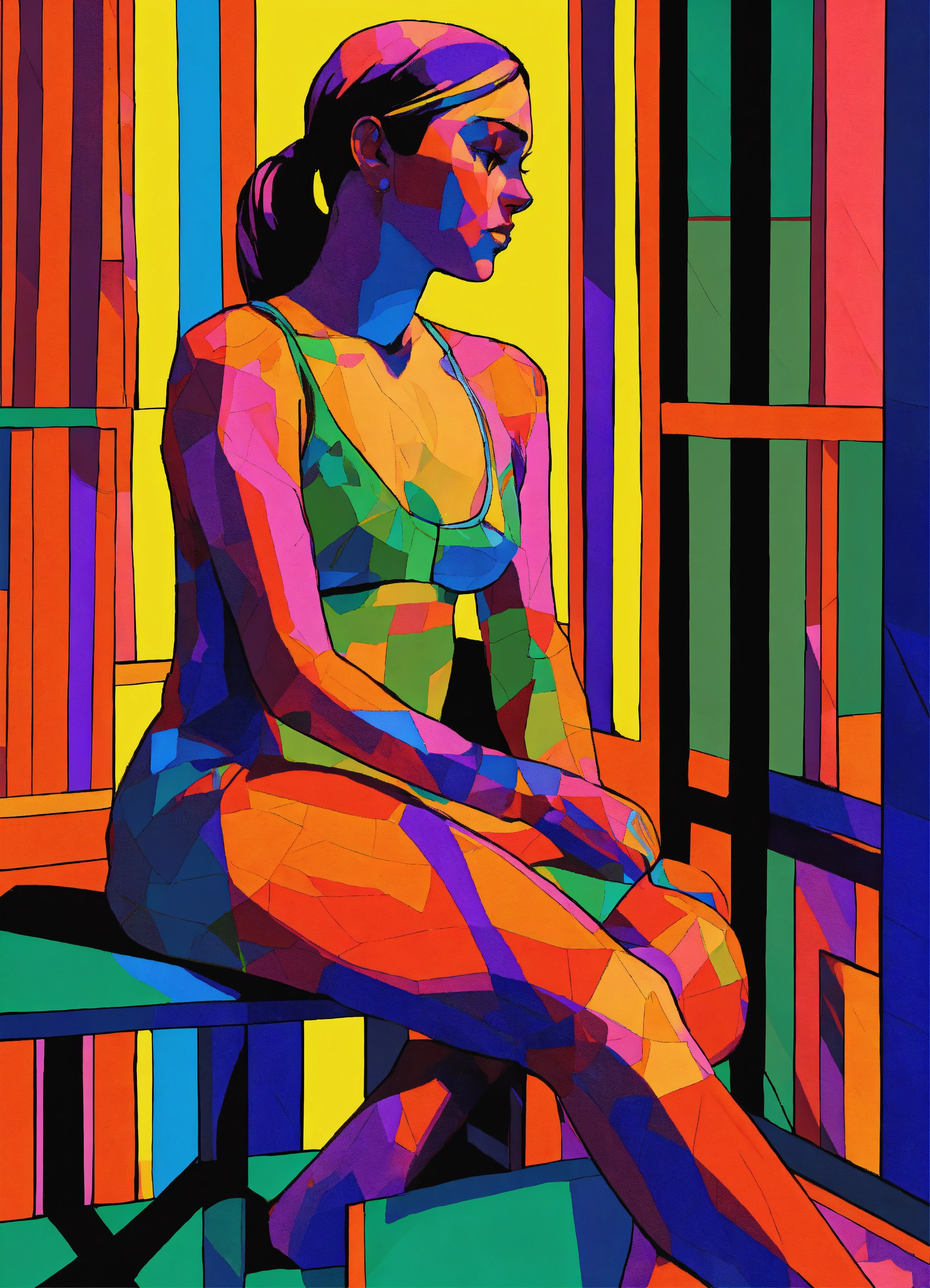 Lexica Genz female life drawing poseur gazing, art pose reference au