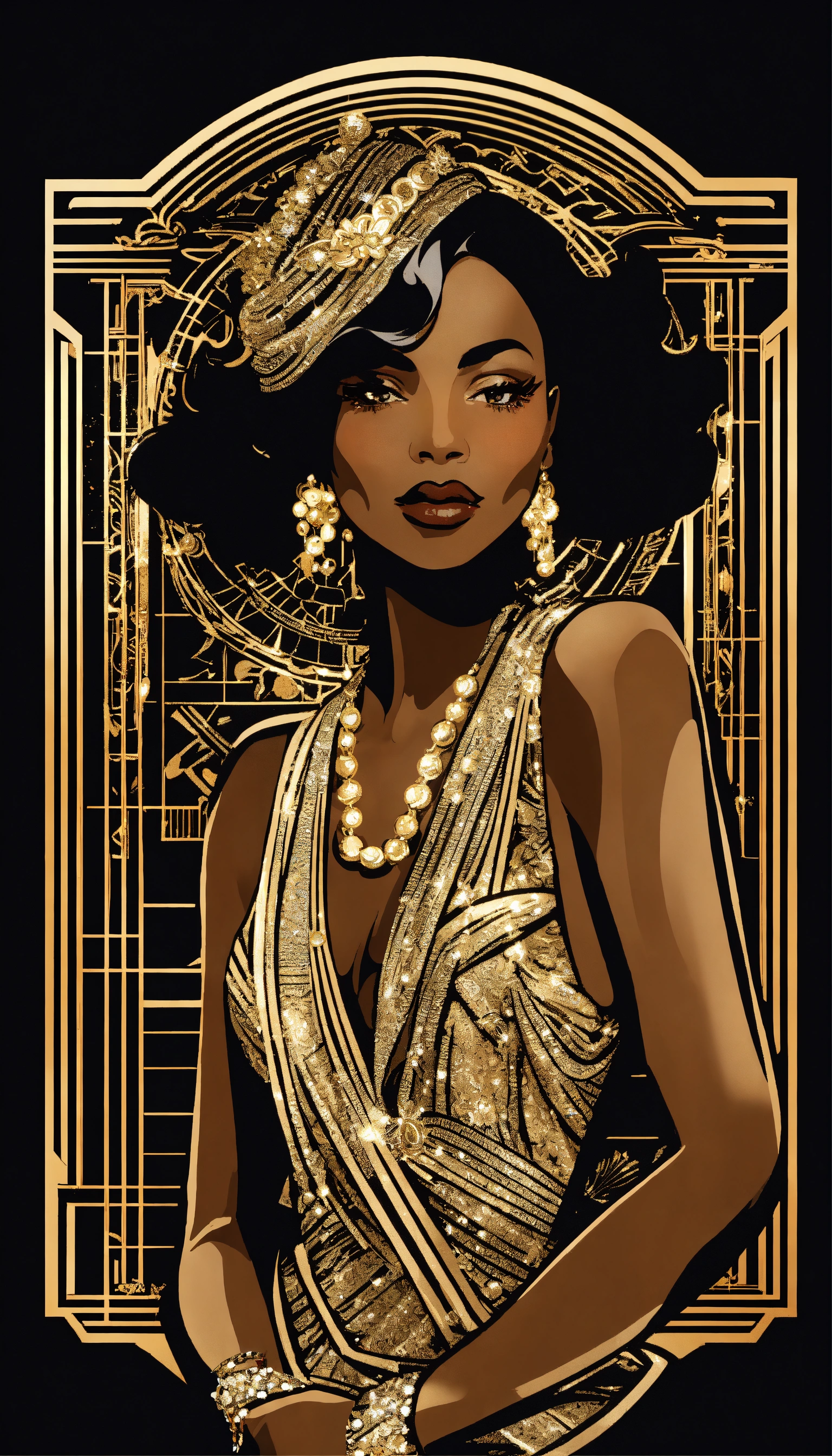 Lexica - Art Deco Glamour Black Woman, vintage 1920s attire and ...