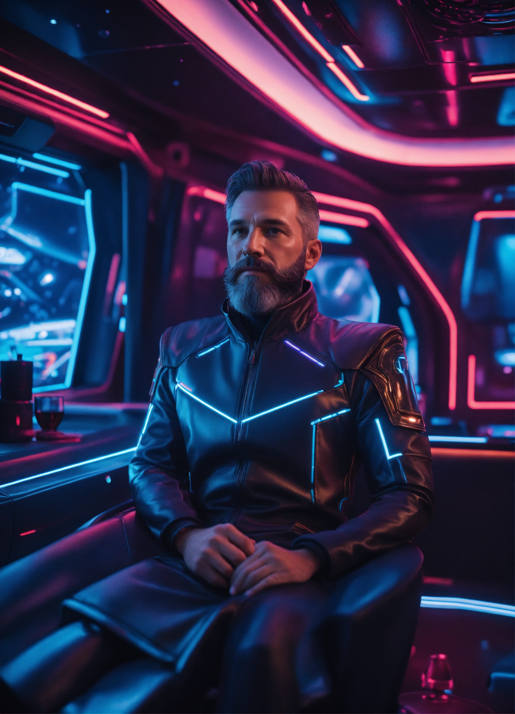 Lexica - 45 year old masculine man with trim beard in futuristic ...
