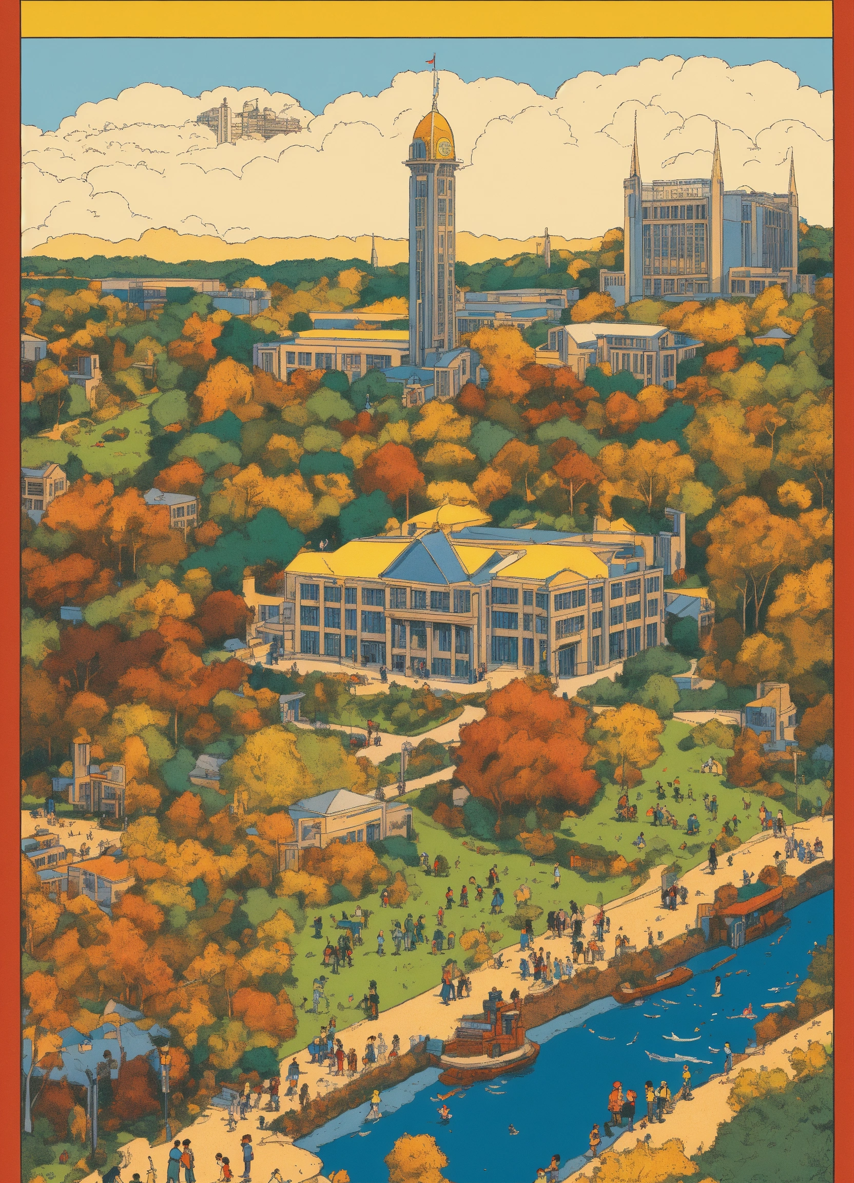 Lexica - Detailed, vibrant illustration of georgia tech, by Herge, in ...
