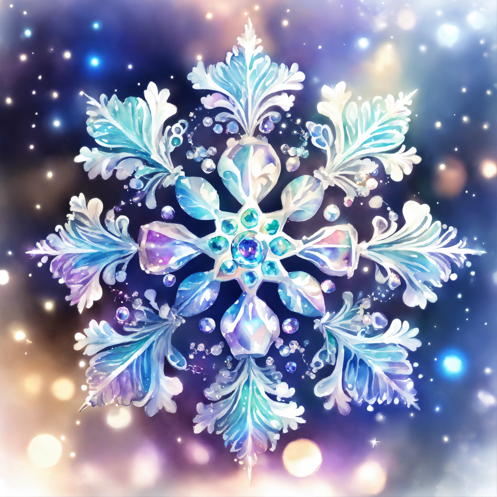Lexica - Closeup of a sparkling snowflake, with lights and jewels and ...
